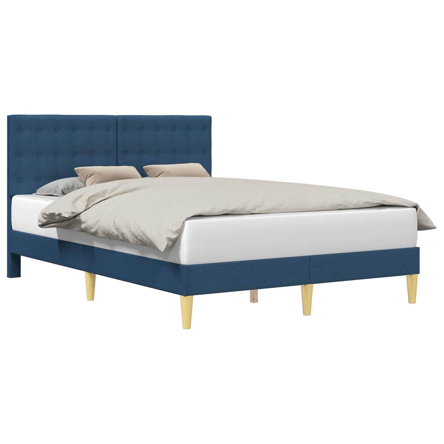 Bedframe met hoofdeinde Blauw 140 x 190 cm Stof is nu te koop bij PeponiXL, paradijselijk wonen!