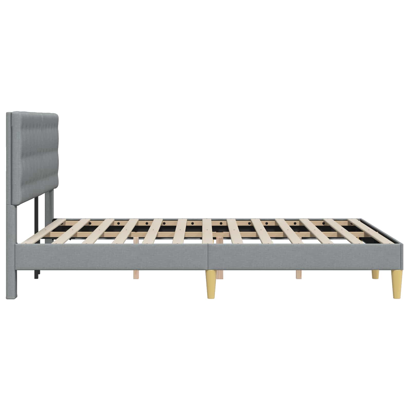 Bedframe met hoofdeinde Lichtgrijs 140 x 200 cm Stof is nu te koop bij PeponiXL, paradijselijk wonen!