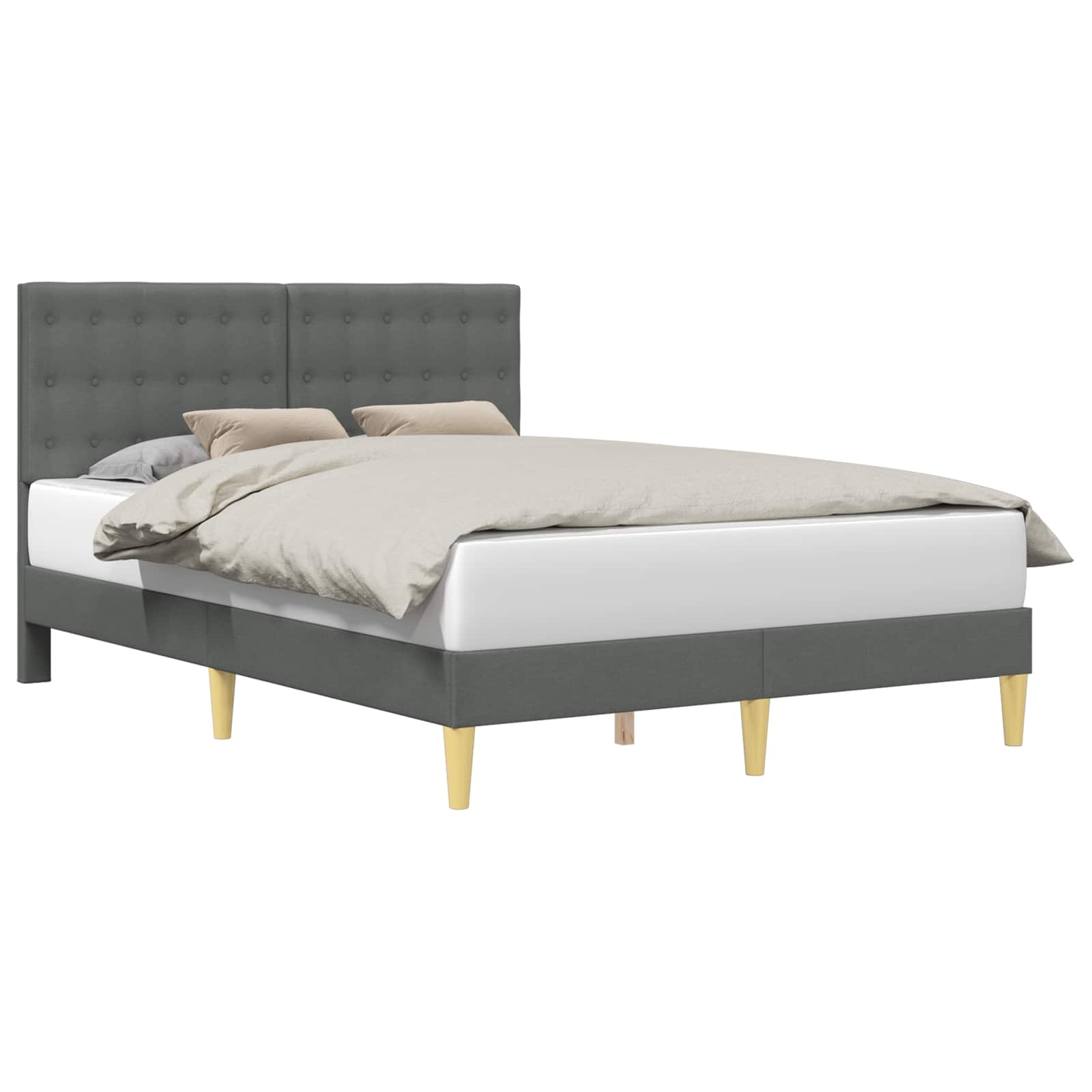 Bedframe met hoofdeinde Donkergrijs 140 x 200 cm Stof is nu te koop bij PeponiXL, paradijselijk wonen!