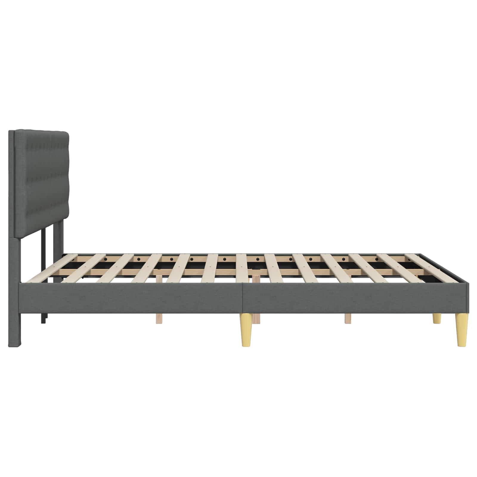 Bedframe met hoofdeinde Donkergrijs 140 x 200 cm Stof is nu te koop bij PeponiXL, paradijselijk wonen!