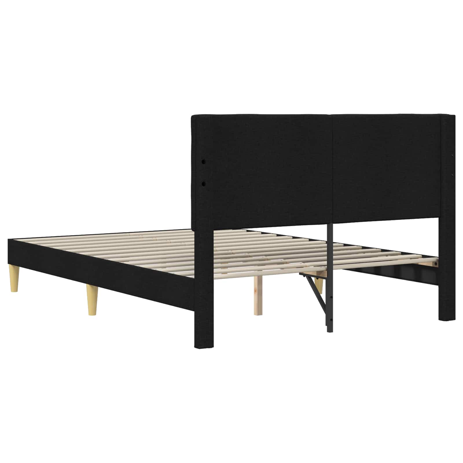 Bedframe met hoofdeinde Zwart 140 x 200 cm Stof is nu te koop bij PeponiXL, paradijselijk wonen!
