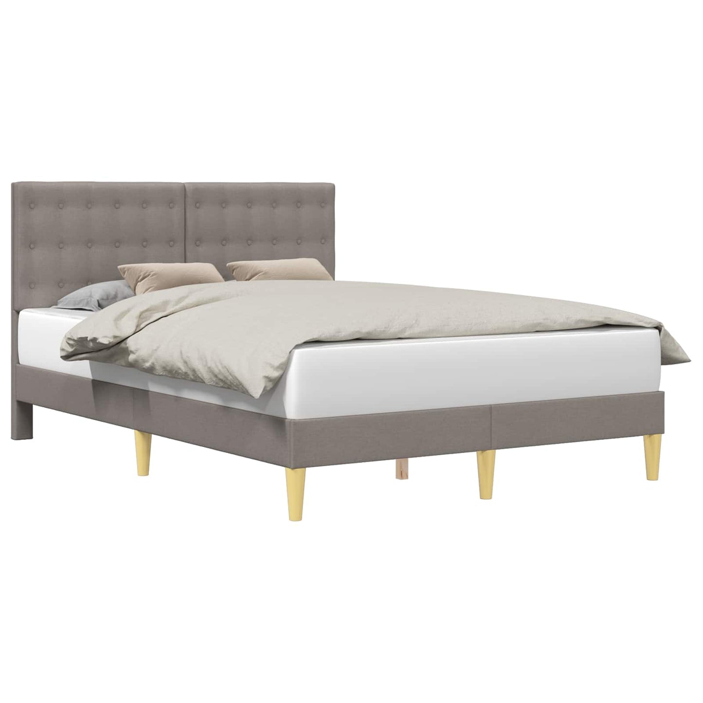 Bedframe met hoofdeinde Taupe 140 x 200 cm Stof is nu te koop bij PeponiXL, paradijselijk wonen!