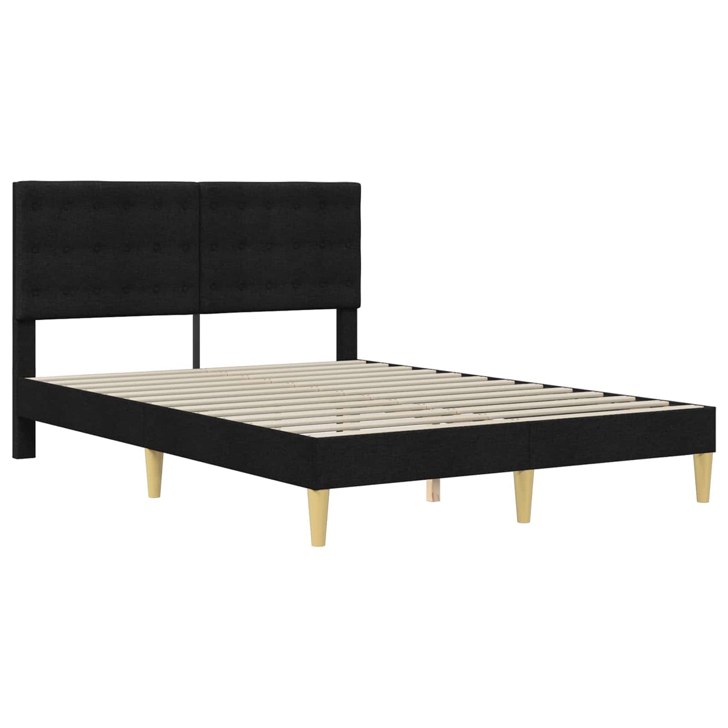 Bedframe met hoofdeinde Zwart 160 x 200 cm Stof is nu te koop bij PeponiXL, paradijselijk wonen!