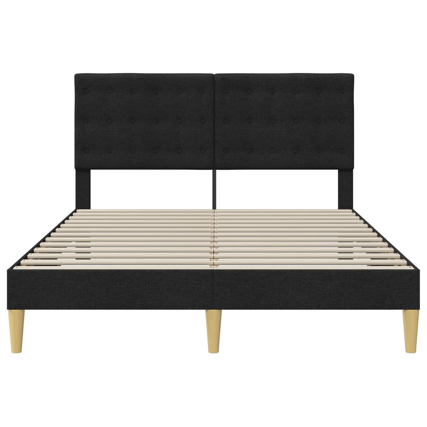 Bedframe met hoofdeinde Zwart 160 x 200 cm Stof is nu te koop bij PeponiXL, paradijselijk wonen!