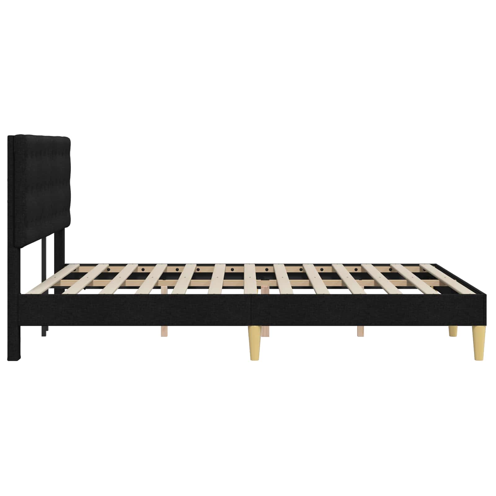 Bedframe met hoofdeinde Zwart 160 x 200 cm Stof is nu te koop bij PeponiXL, paradijselijk wonen!