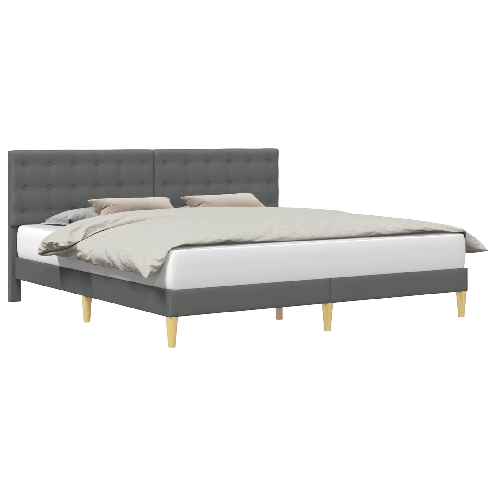 Bedframe met hoofdeinde Donkergrijs 180 x 200 cm Stof is nu te koop bij PeponiXL, paradijselijk wonen!