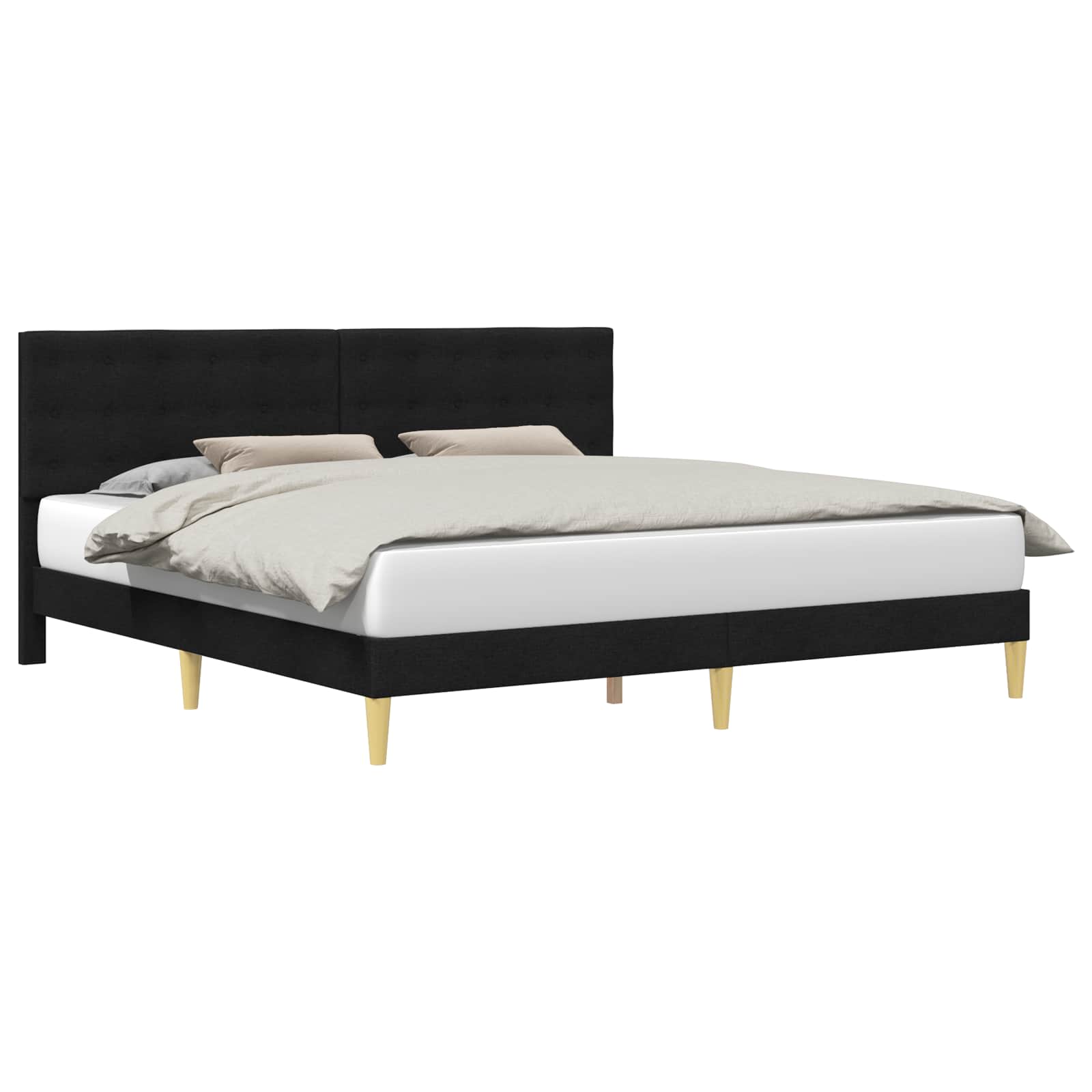 Bedframe met hoofdeinde Zwart 180 x 200 cm Stof is nu te koop bij PeponiXL, paradijselijk wonen!