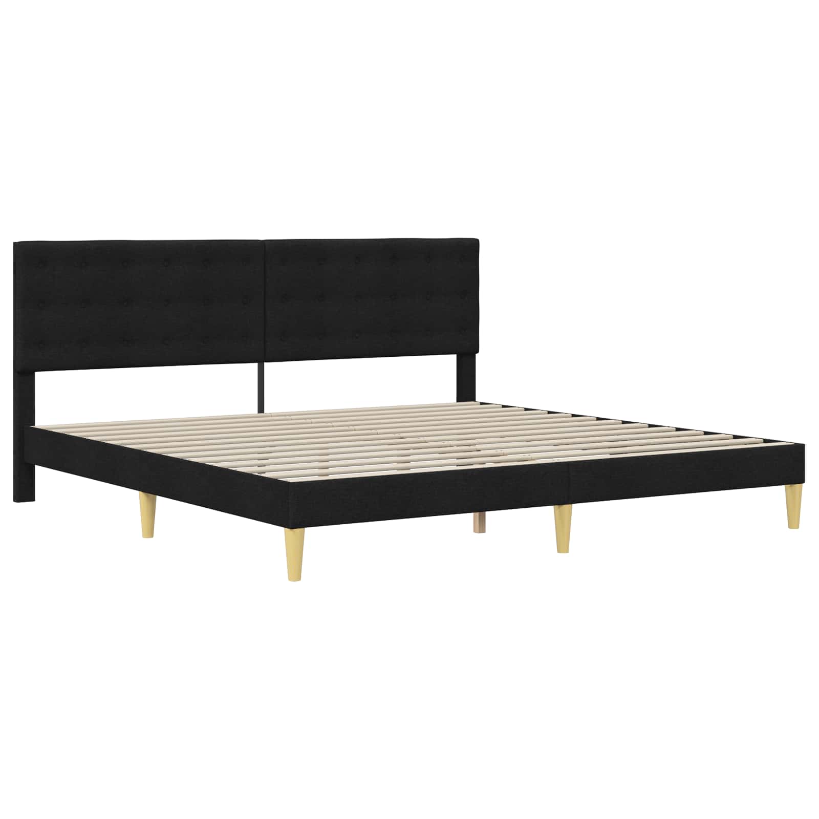 Bedframe met hoofdeinde Zwart 180 x 200 cm Stof is nu te koop bij PeponiXL, paradijselijk wonen!