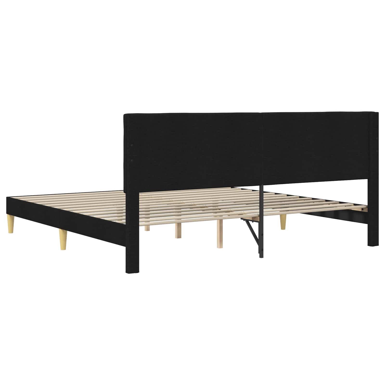 Bedframe met hoofdeinde Zwart 180 x 200 cm Stof is nu te koop bij PeponiXL, paradijselijk wonen!