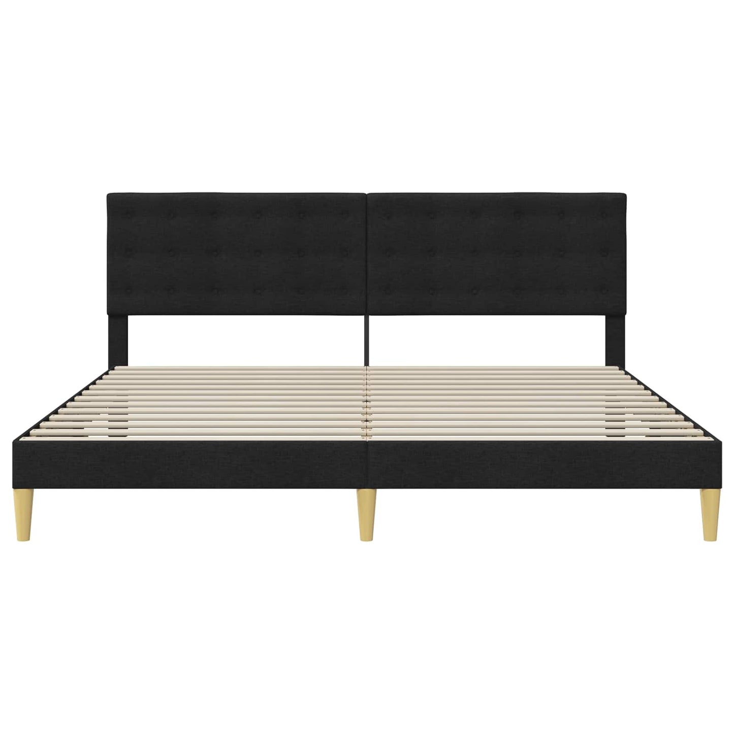Bedframe met hoofdeinde Zwart 180 x 200 cm Stof is nu te koop bij PeponiXL, paradijselijk wonen!