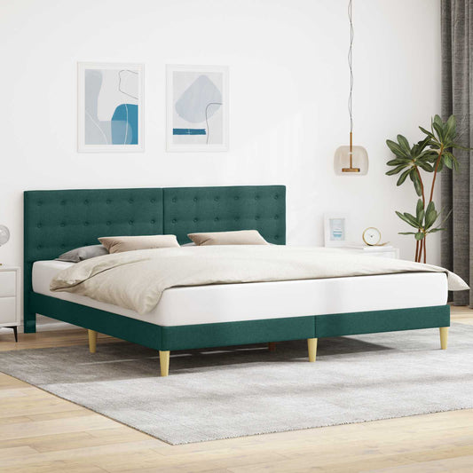 Bedframe met hoofdeinde Donkergroen 180 x 200 cm Stof is nu te koop bij PeponiXL, paradijselijk wonen!