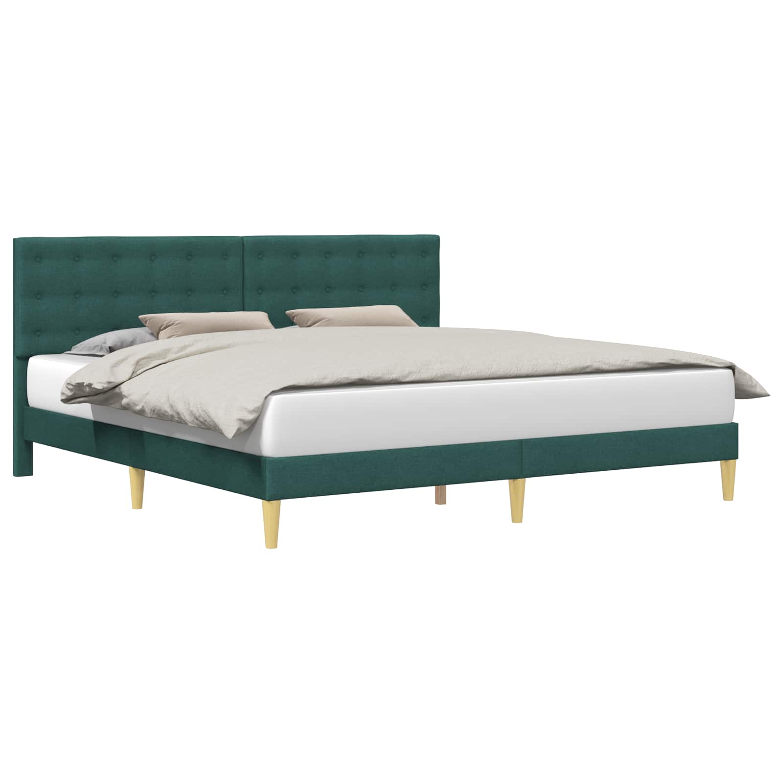 Bedframe met hoofdeinde Donkergroen 180 x 200 cm Stof is nu te koop bij PeponiXL, paradijselijk wonen!