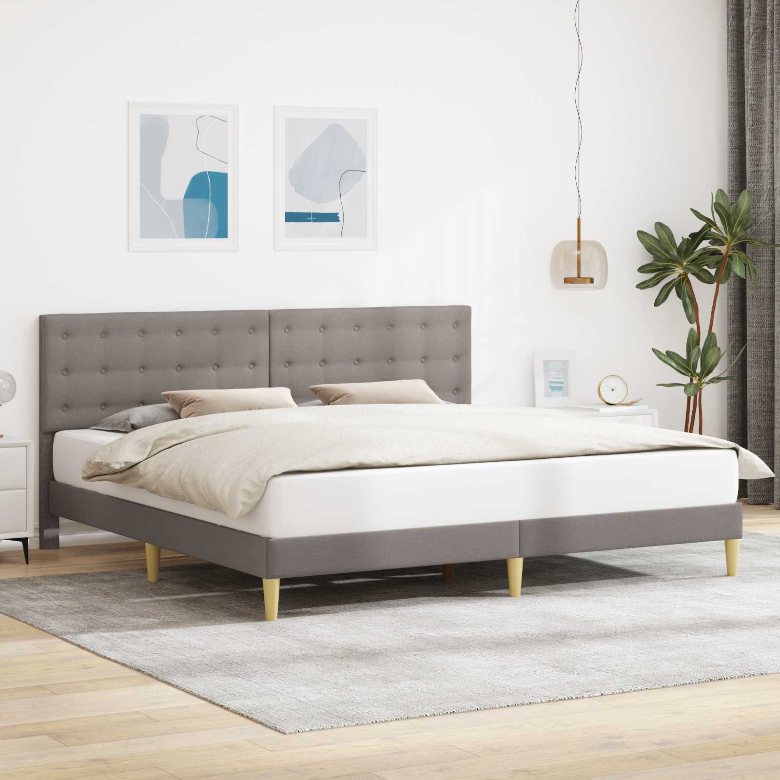 Bedframe met hoofdeinde Taupe 180 x 200 cm Stof is nu te koop bij PeponiXL, paradijselijk wonen!