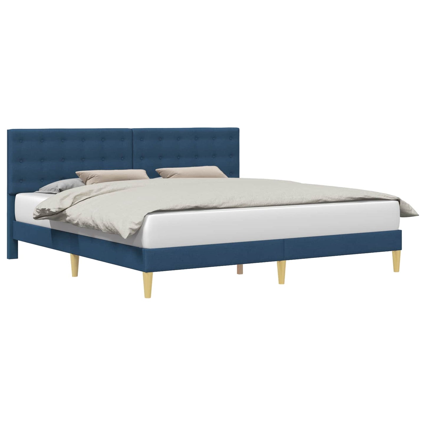 Bedframe met hoofdeinde Blauw 180 x 200 cm Stof is nu te koop bij PeponiXL, paradijselijk wonen!