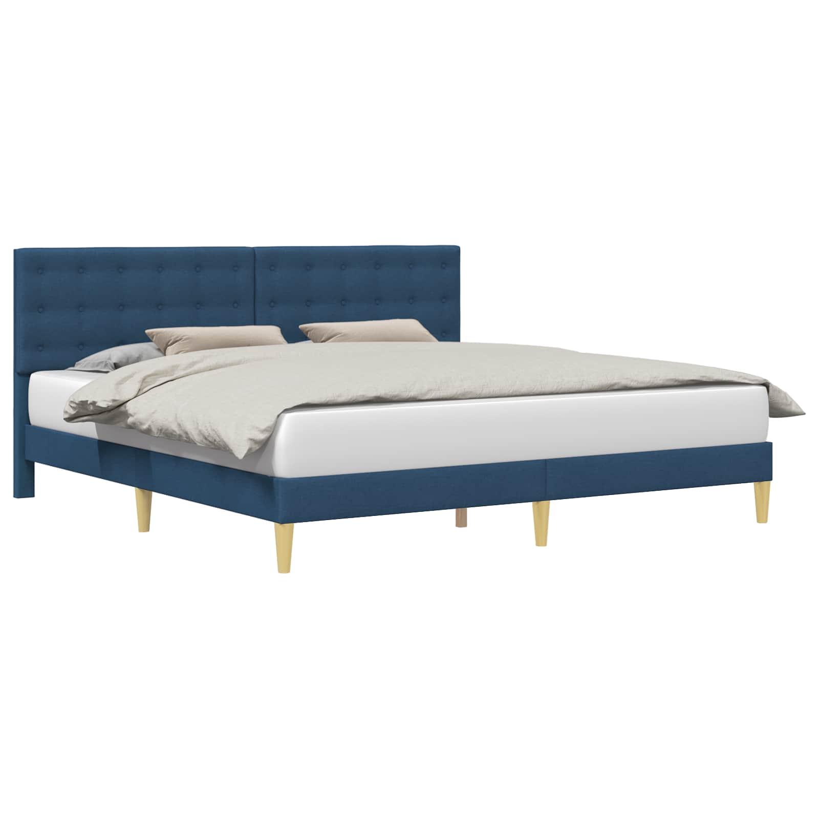 Bedframe met hoofdeinde Blauw 180 x 200 cm Stof is nu te koop bij PeponiXL, paradijselijk wonen!