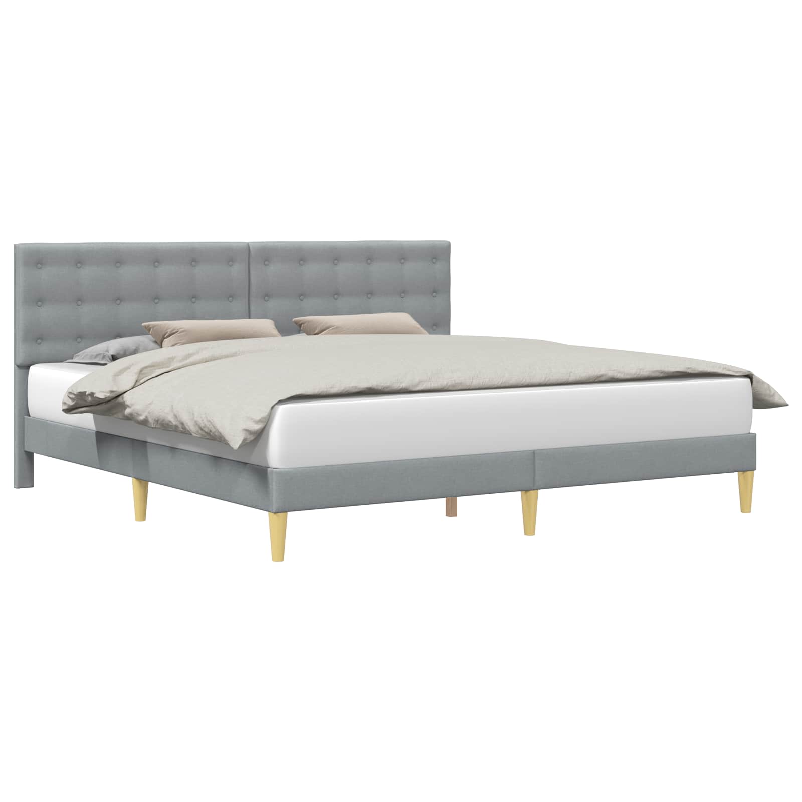 Bedframe met hoofdeinde Lichtgrijs 200 x 200 cm Stof is nu te koop bij PeponiXL, paradijselijk wonen!