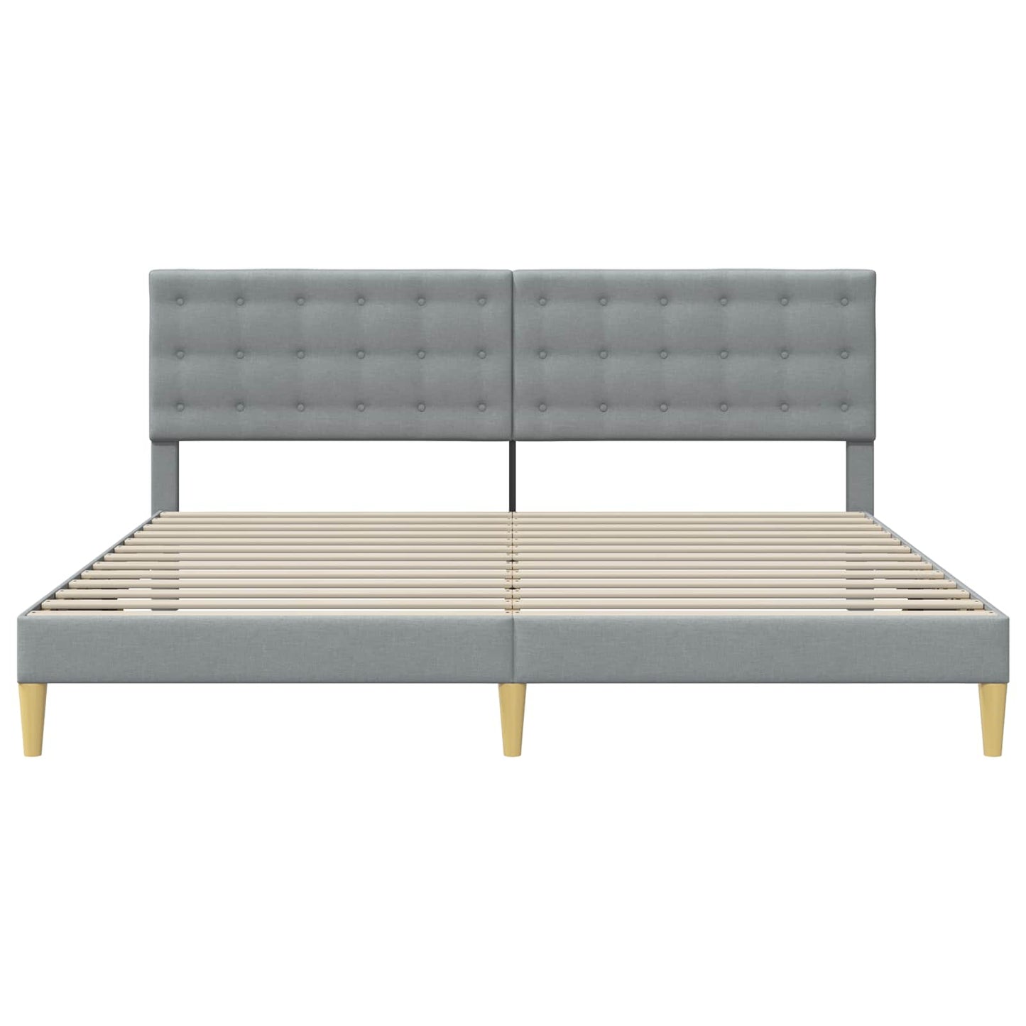 Bedframe met hoofdeinde Lichtgrijs 200 x 200 cm Stof is nu te koop bij PeponiXL, paradijselijk wonen!