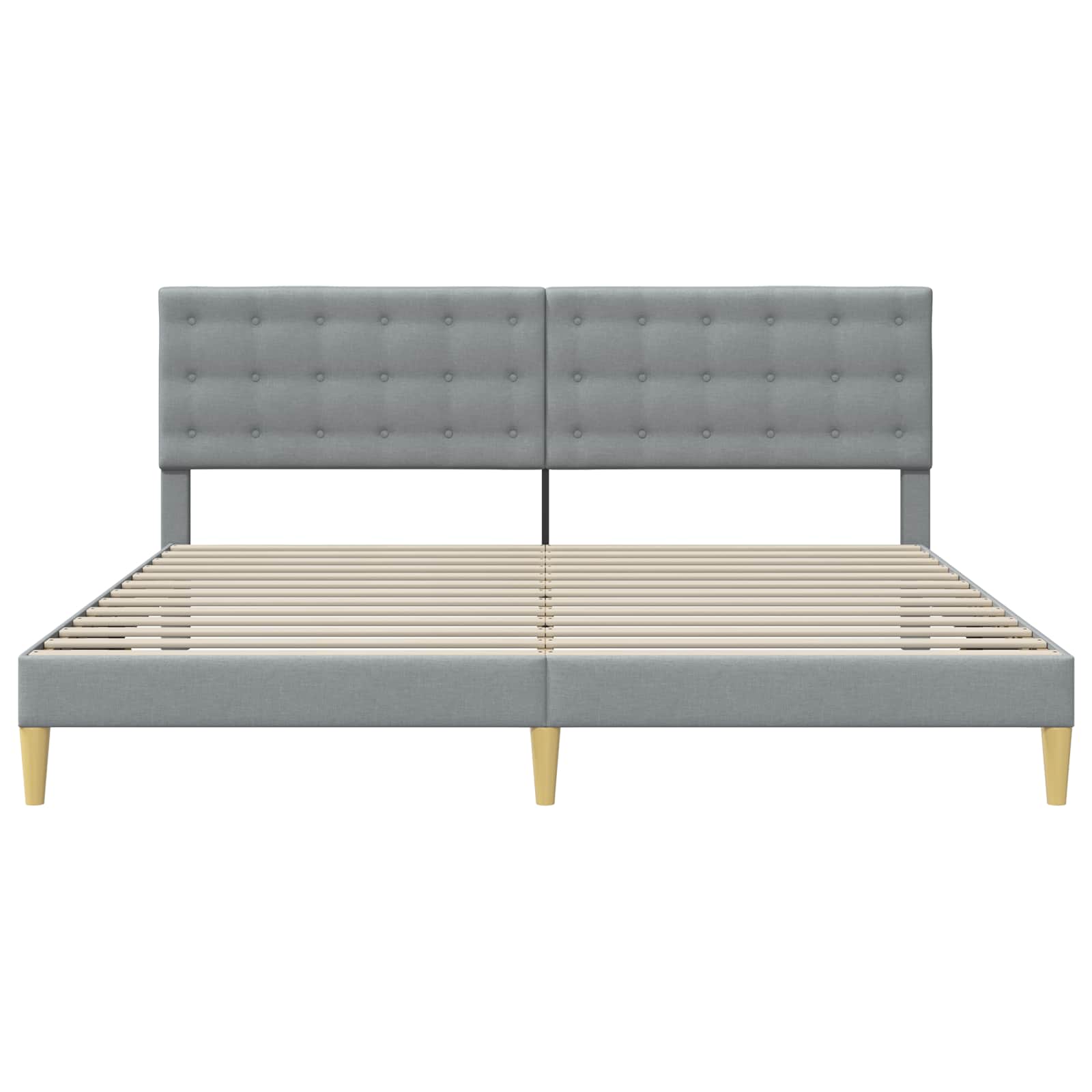 Bedframe met hoofdeinde Lichtgrijs 200 x 200 cm Stof is nu te koop bij PeponiXL, paradijselijk wonen!