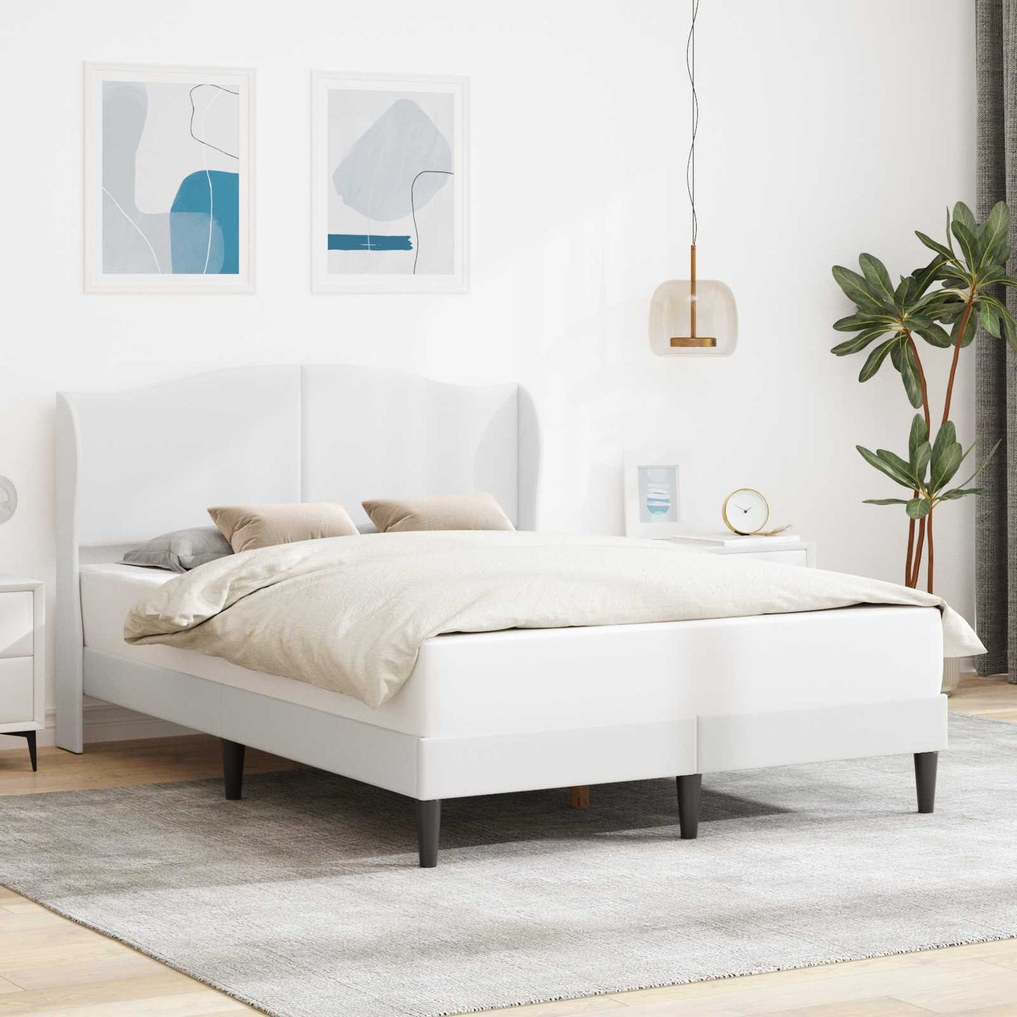 Bedframe met hoofdeinde Wit 120 x 190 cm Kunstleer is nu te koop bij PeponiXL, paradijselijk wonen!