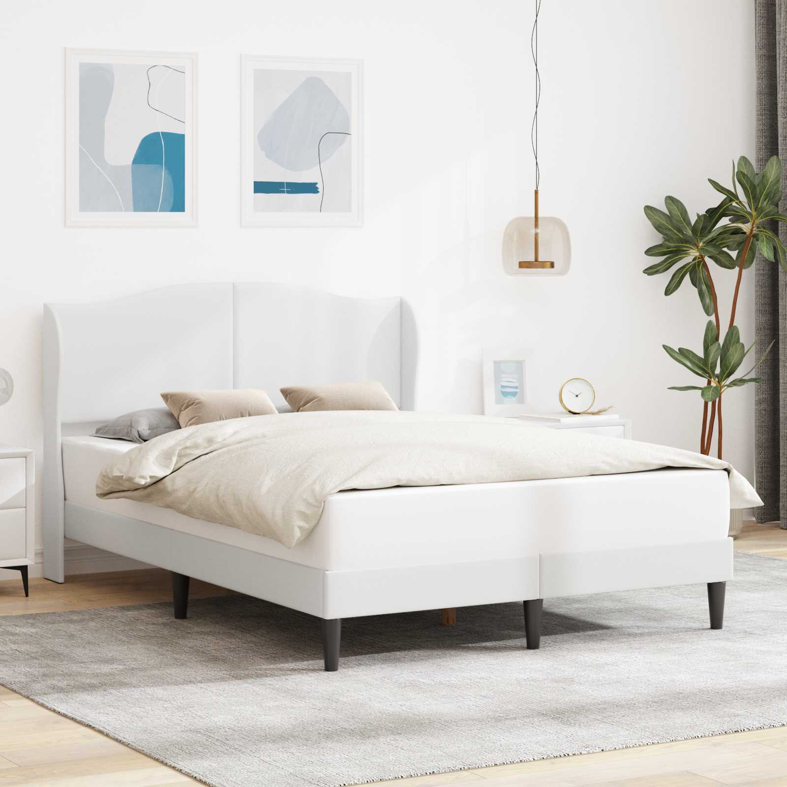 Bedframe met hoofdeinde Wit 120 x 190 cm Kunstleer is nu te koop bij PeponiXL, paradijselijk wonen!