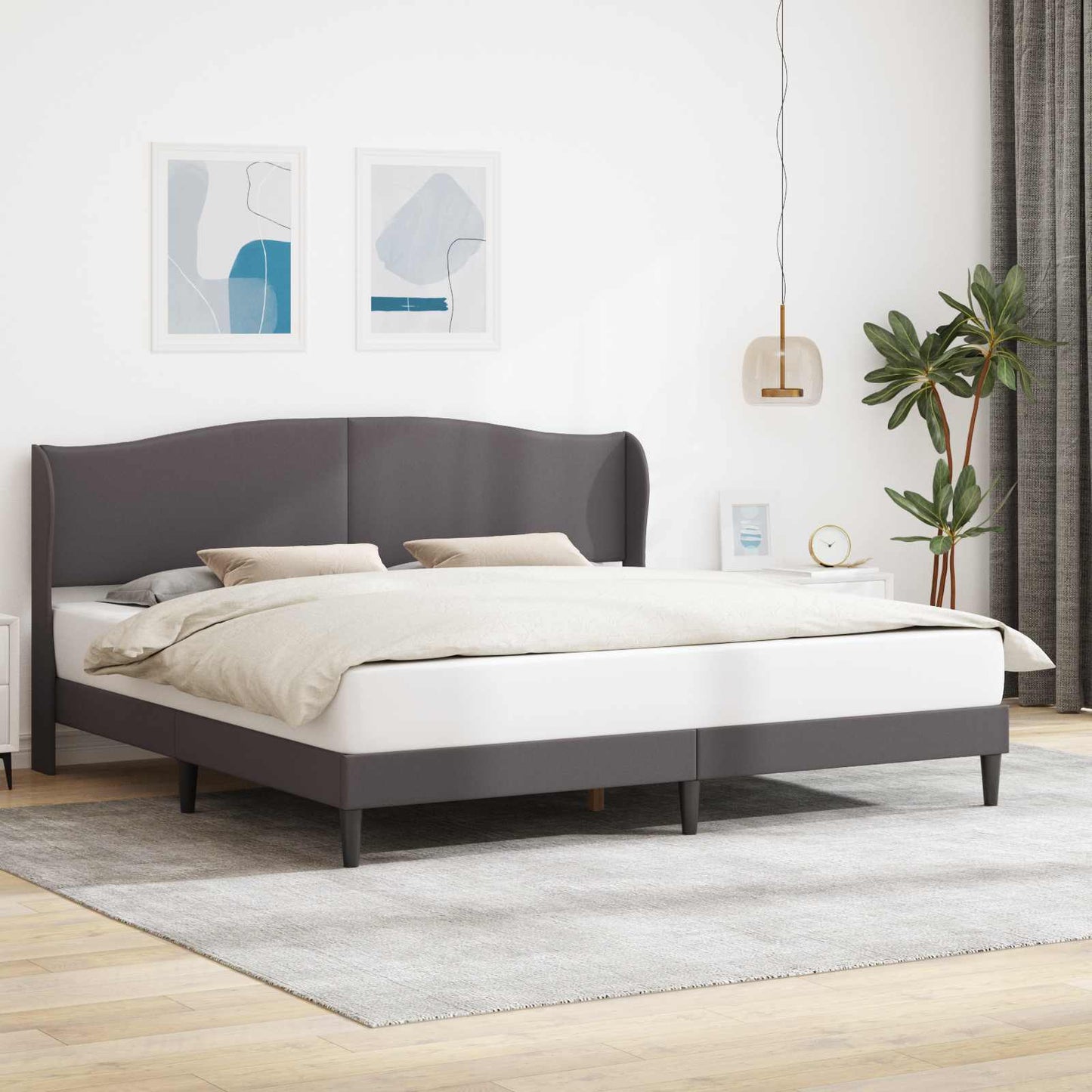 Bedframe met hoofdeinde Grijs 180 x 200 cm Kunstleer is nu te koop bij PeponiXL, paradijselijk wonen!