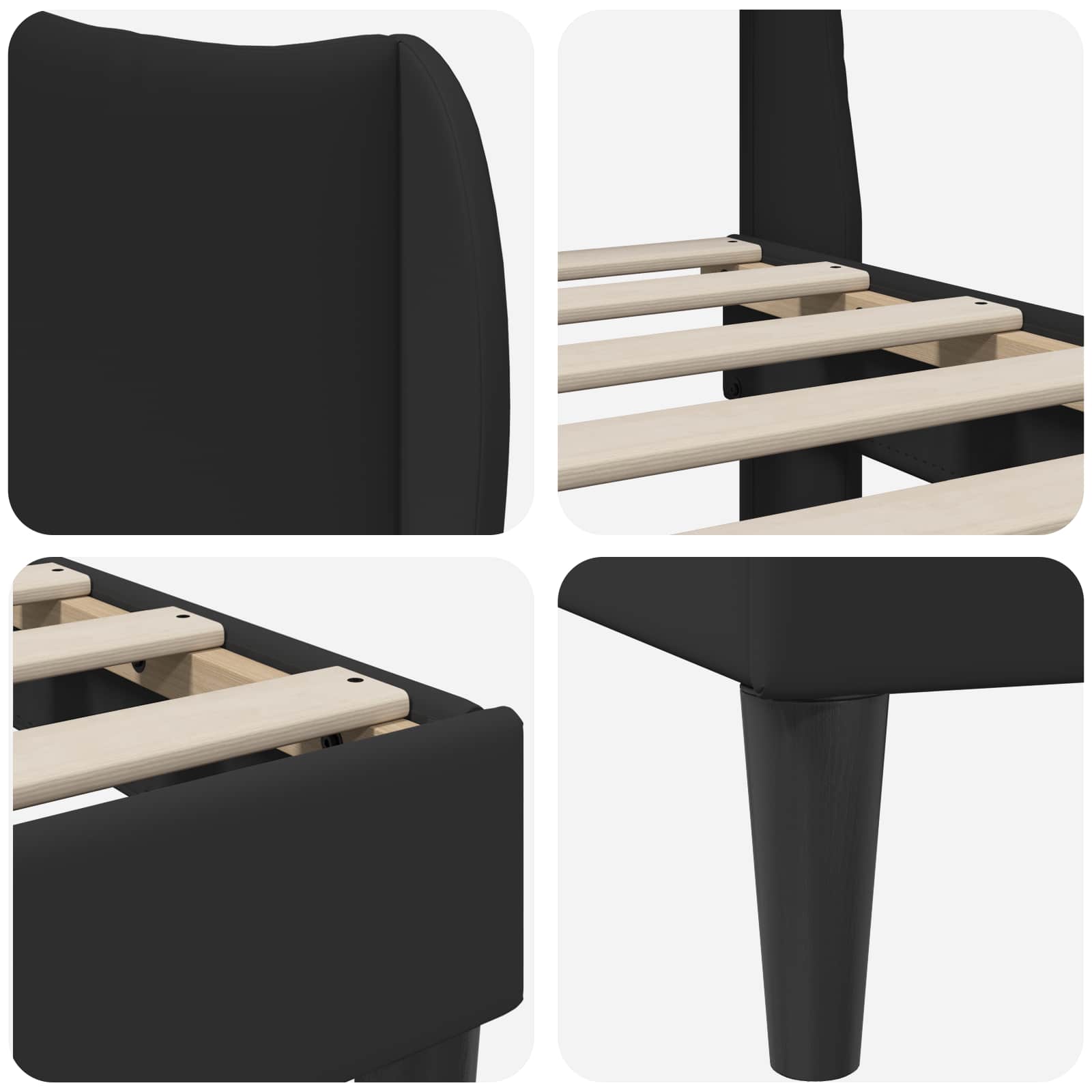 Bedframe met hoofdeinde Zwart 180 x 200 cm Kunstleer is nu te koop bij PeponiXL, paradijselijk wonen!