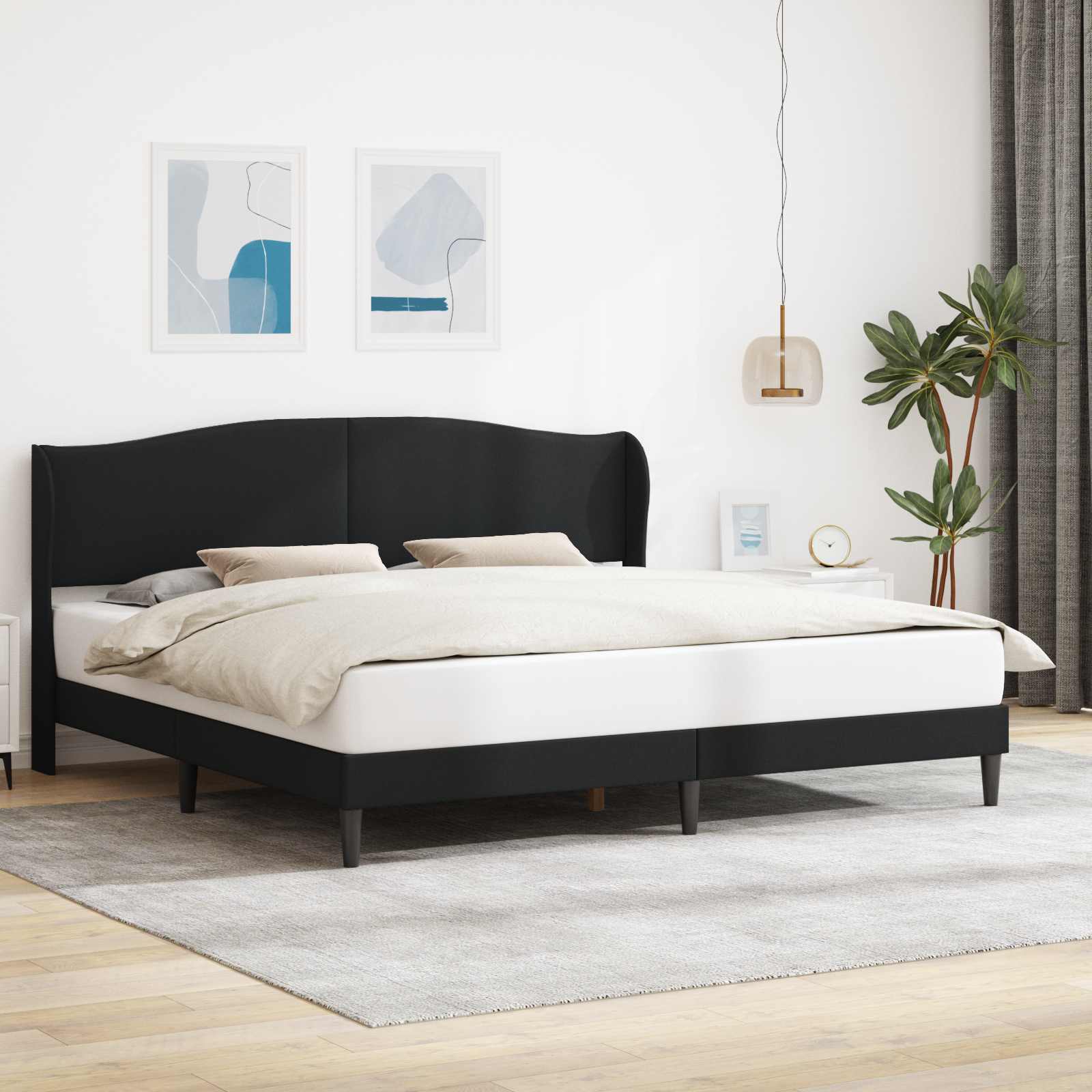 Bedframe met hoofdeinde Zwart 180 x 200 cm Kunstleer is nu te koop bij PeponiXL, paradijselijk wonen!
