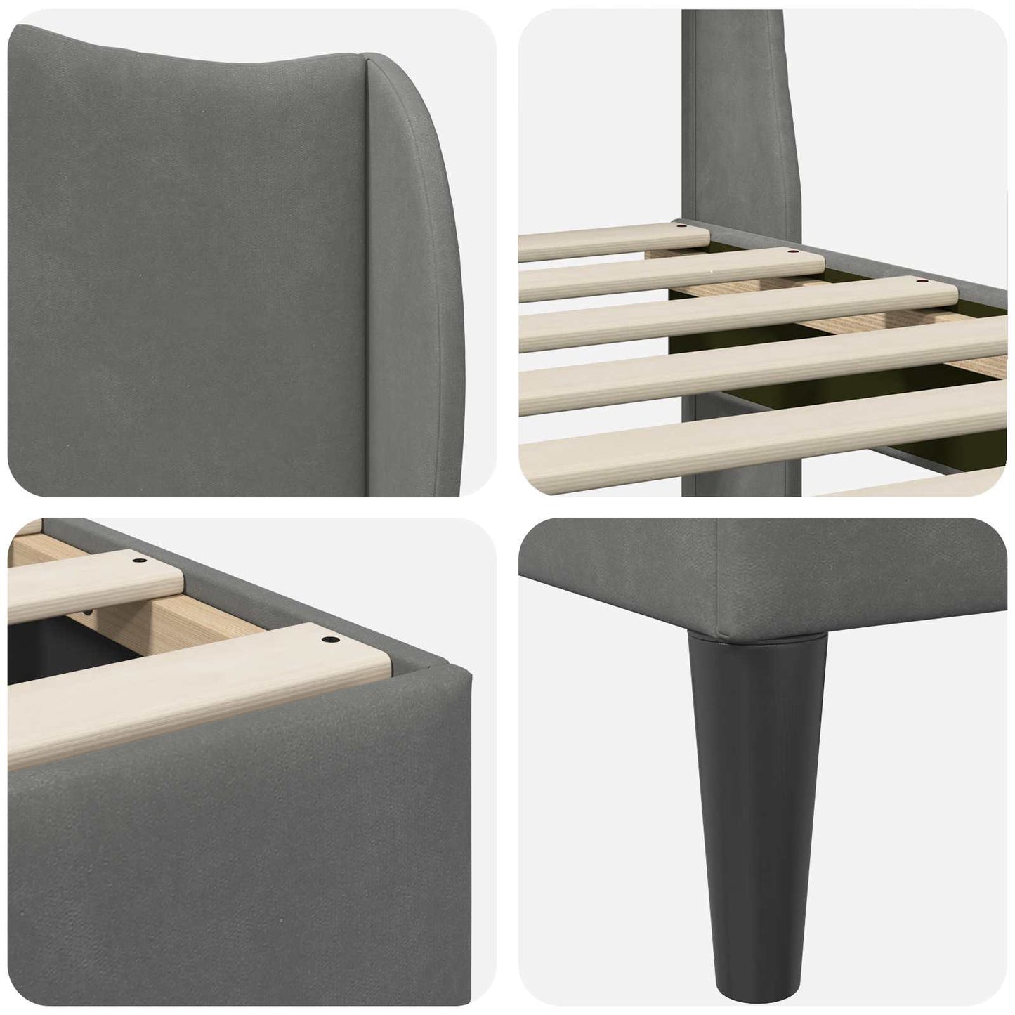 Bedframe met hoofdeinde Donkergrijs 120 x 190 cm Fluweel is nu te koop bij PeponiXL, paradijselijk wonen!