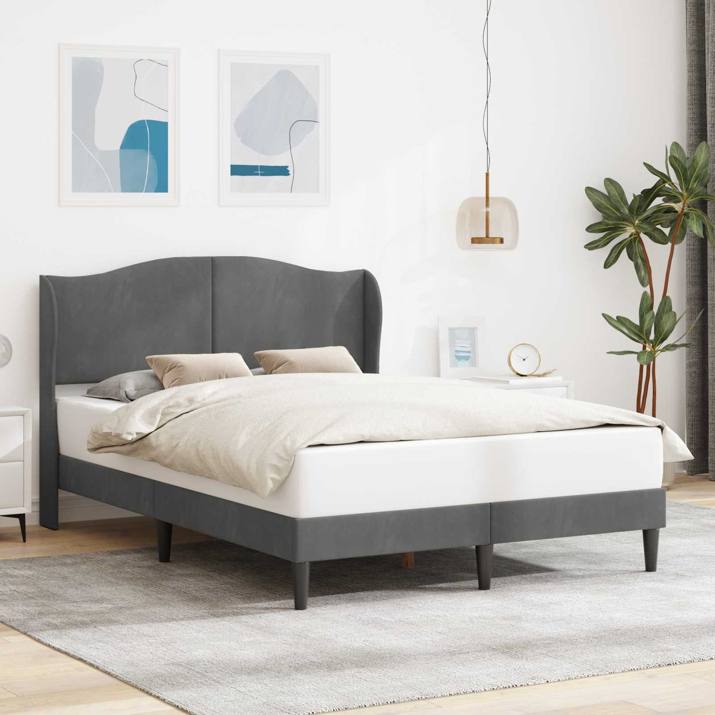 Bedframe met hoofdeinde Donkergrijs 120 x 190 cm Fluweel is nu te koop bij PeponiXL, paradijselijk wonen!