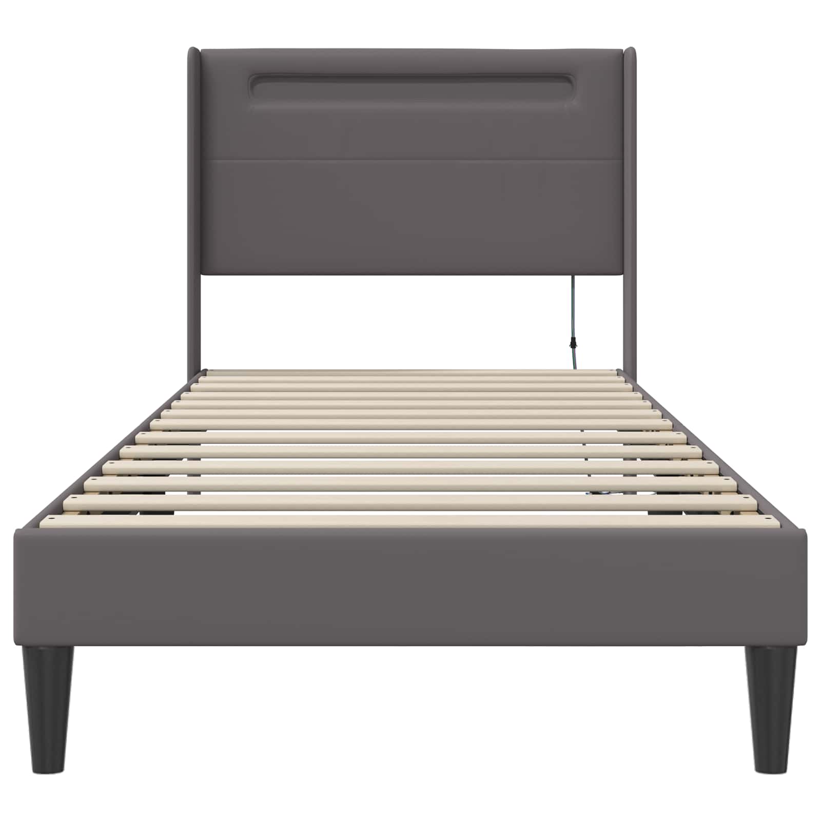 Bedframe met LED-stripverlichting Grijs 90 x 200 cm Kunstleer is nu te koop bij PeponiXL, paradijselijk wonen!