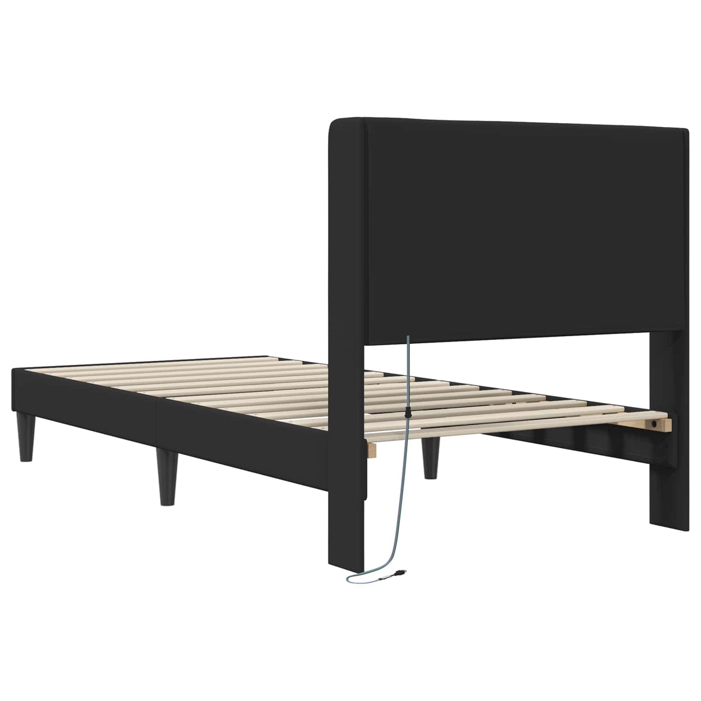 Bedframe met LED-stripverlichting Zwart 90 x 200 cm Kunstleer is nu te koop bij PeponiXL, paradijselijk wonen!