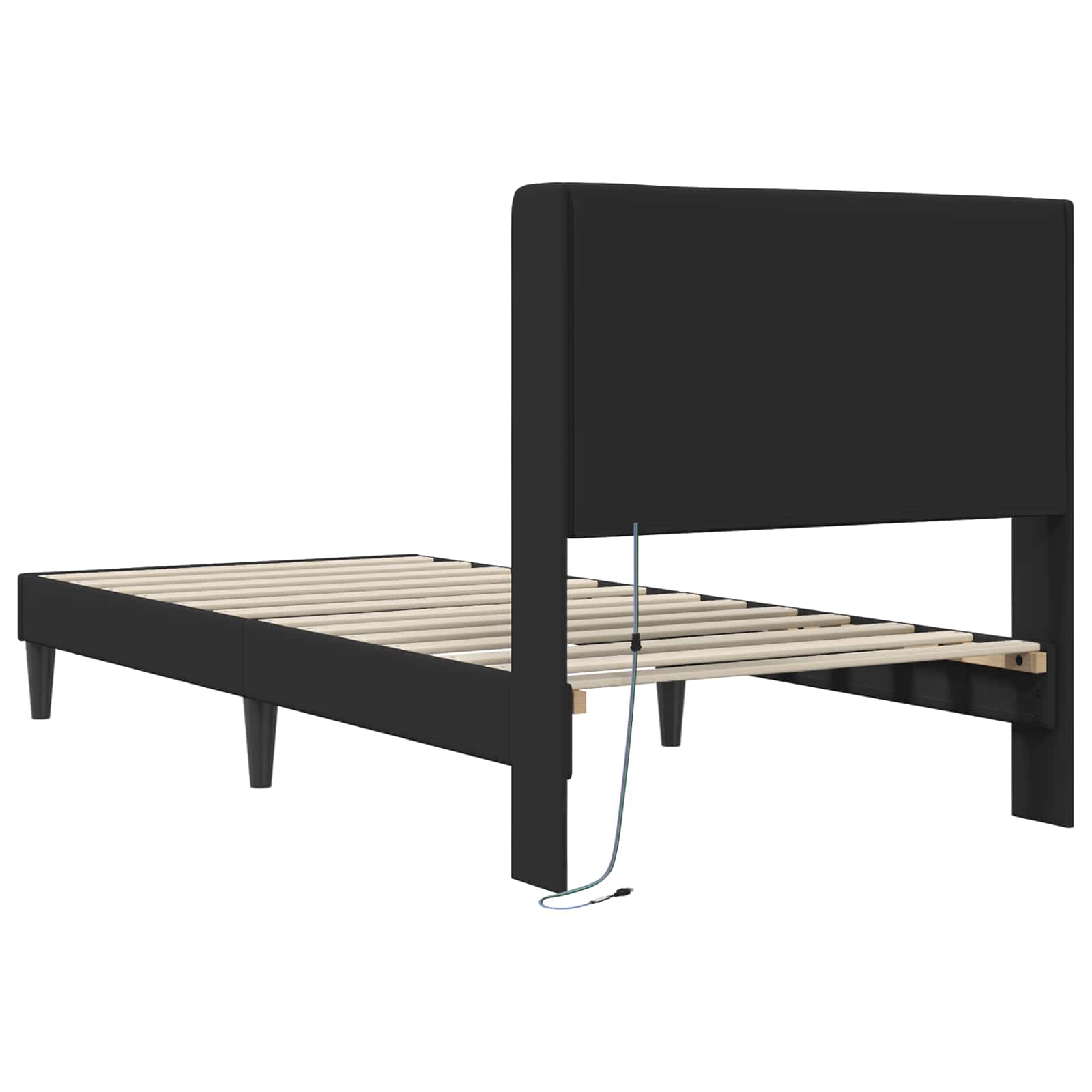 Bedframe met LED-stripverlichting Zwart 90 x 200 cm Kunstleer is nu te koop bij PeponiXL, paradijselijk wonen!