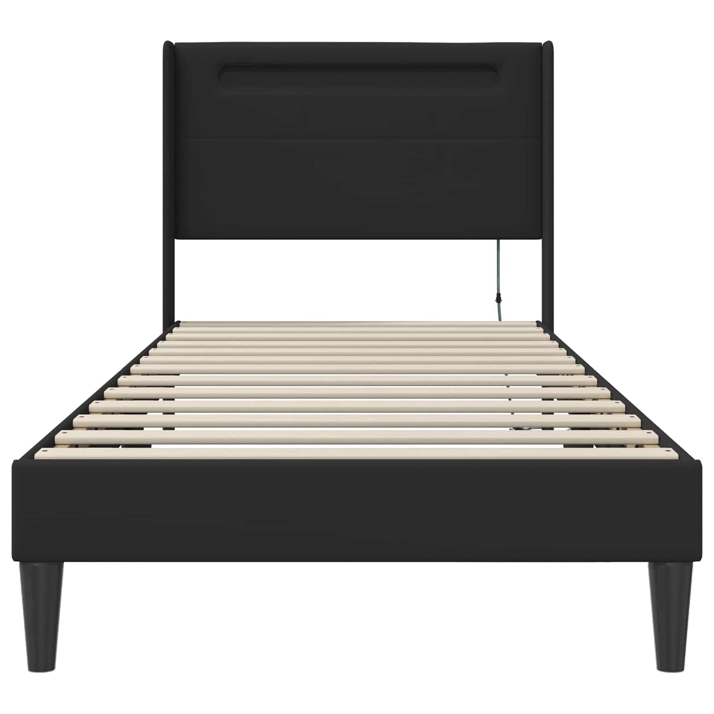 Bedframe met LED-stripverlichting Zwart 90 x 200 cm Kunstleer is nu te koop bij PeponiXL, paradijselijk wonen!