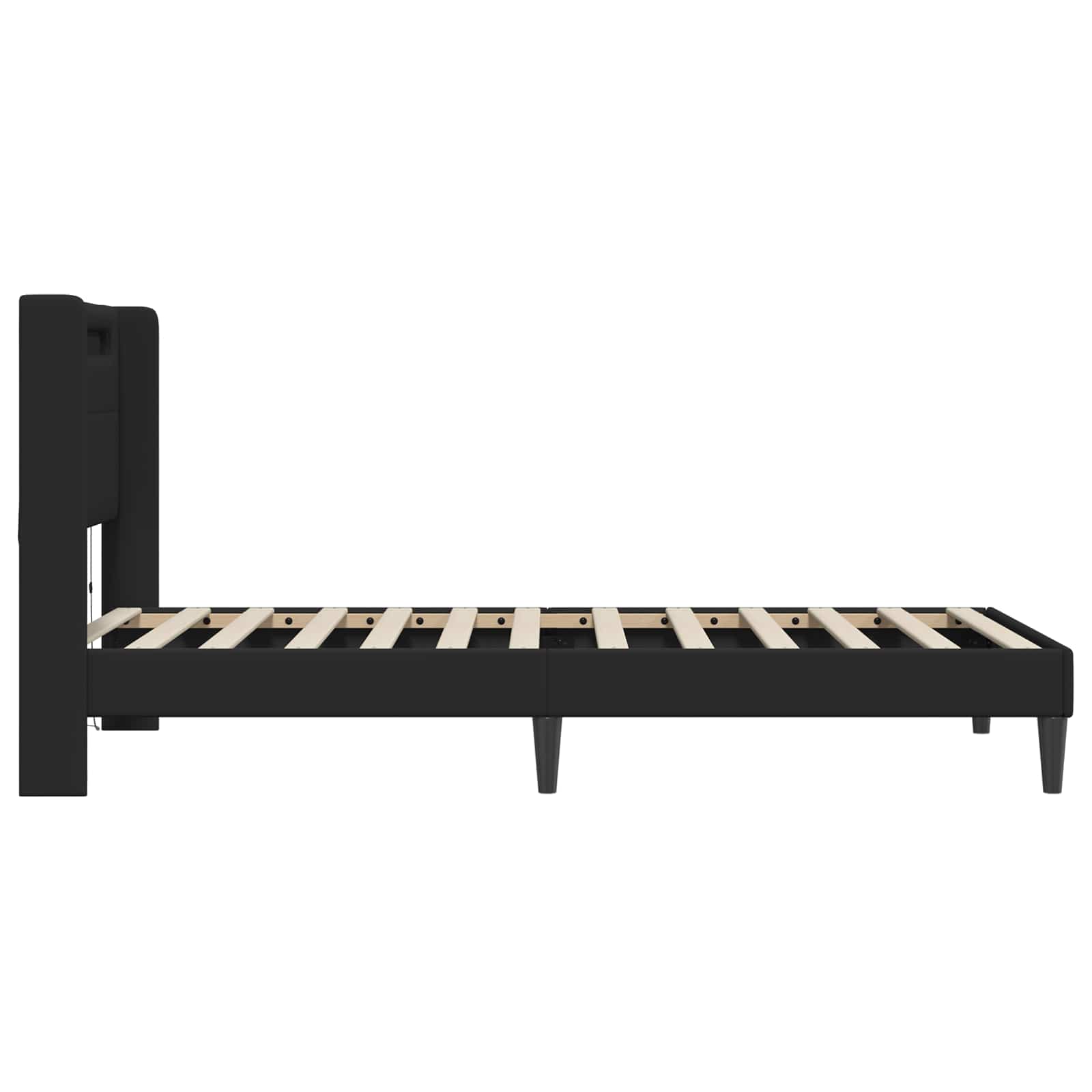 Bedframe met LED-stripverlichting Zwart 90 x 200 cm Kunstleer is nu te koop bij PeponiXL, paradijselijk wonen!