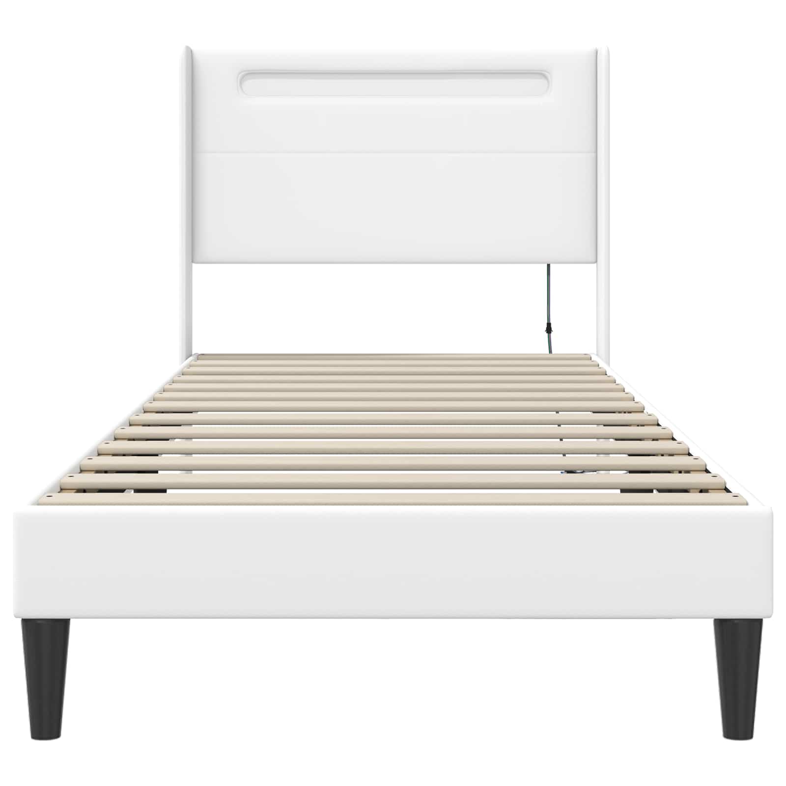 Bedframe met LED-stripverlichting Wit 90 x 200 cm Kunstleer is nu te koop bij PeponiXL, paradijselijk wonen!