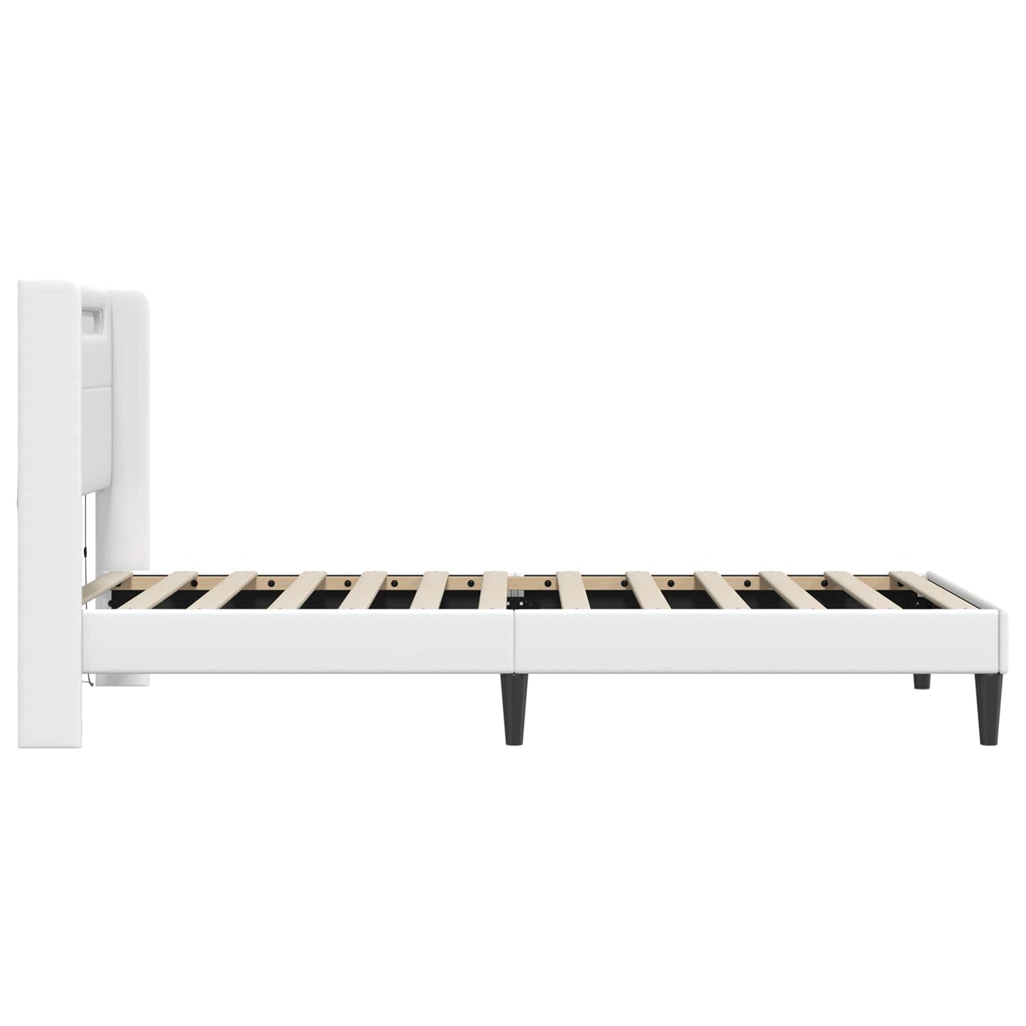 Bedframe met LED-stripverlichting Wit 90 x 200 cm Kunstleer is nu te koop bij PeponiXL, paradijselijk wonen!