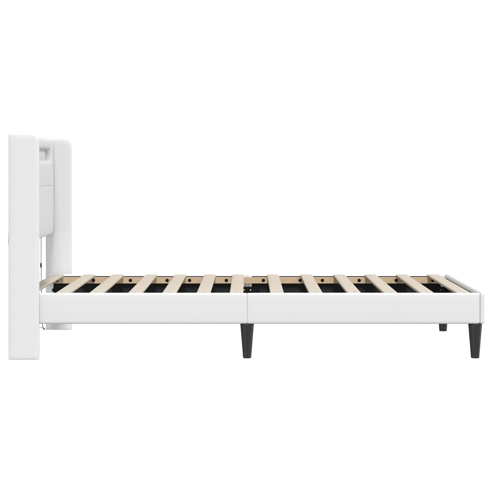 Bedframe met LED-stripverlichting Wit 90 x 200 cm Kunstleer is nu te koop bij PeponiXL, paradijselijk wonen!