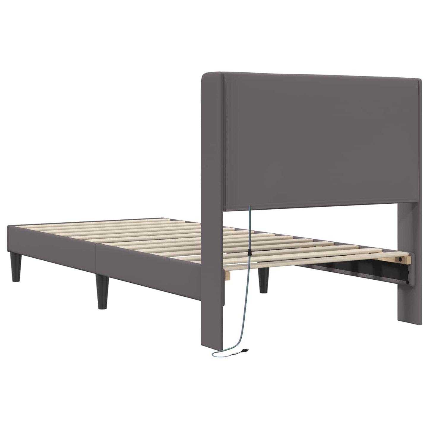 Bedframe met LED-stripverlichting Grijs 100 x 200 cm Kunstleer is nu te koop bij PeponiXL, paradijselijk wonen!