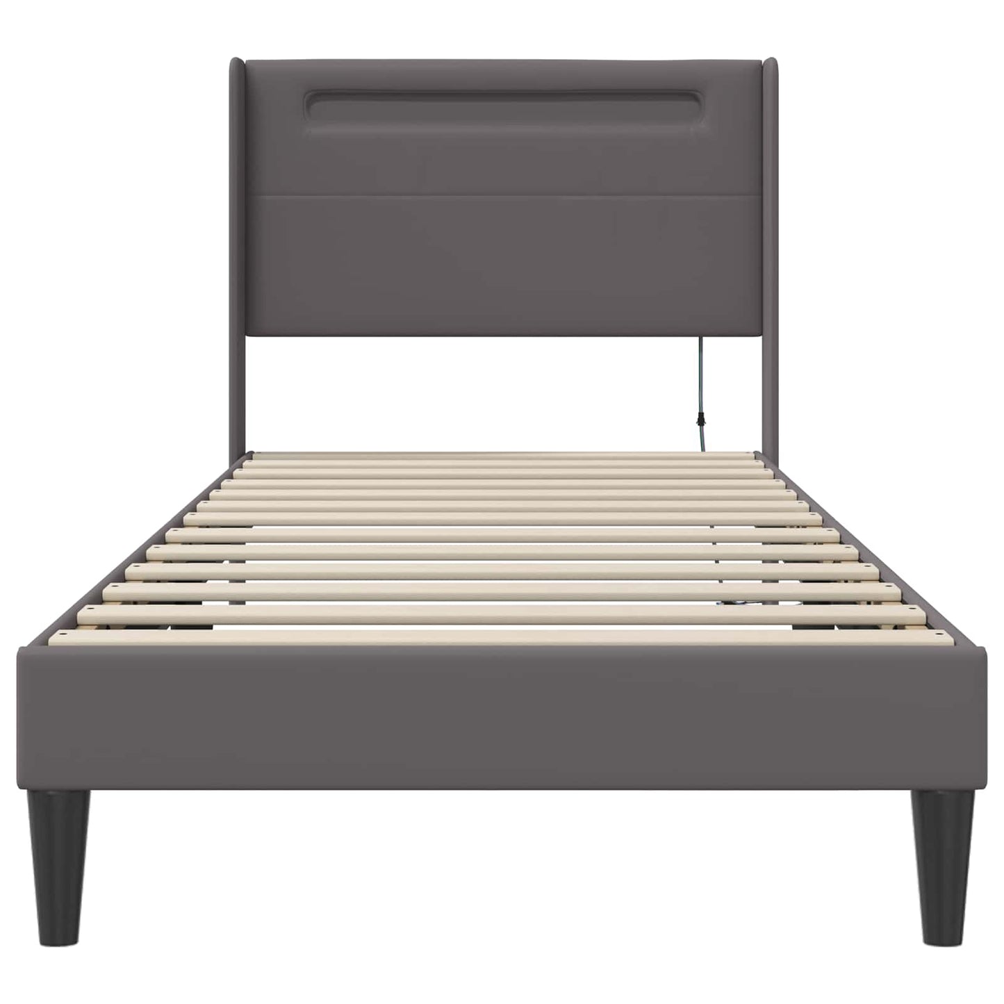 Bedframe met LED-stripverlichting Grijs 100 x 200 cm Kunstleer is nu te koop bij PeponiXL, paradijselijk wonen!