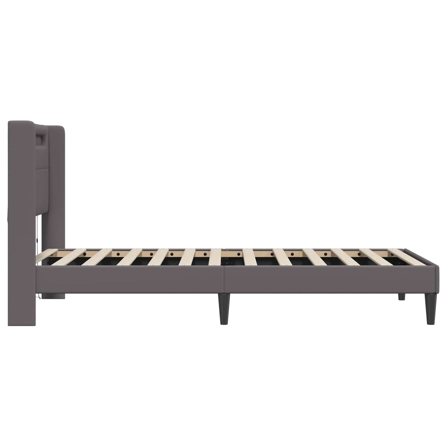 Bedframe met LED-stripverlichting Grijs 100 x 200 cm Kunstleer is nu te koop bij PeponiXL, paradijselijk wonen!