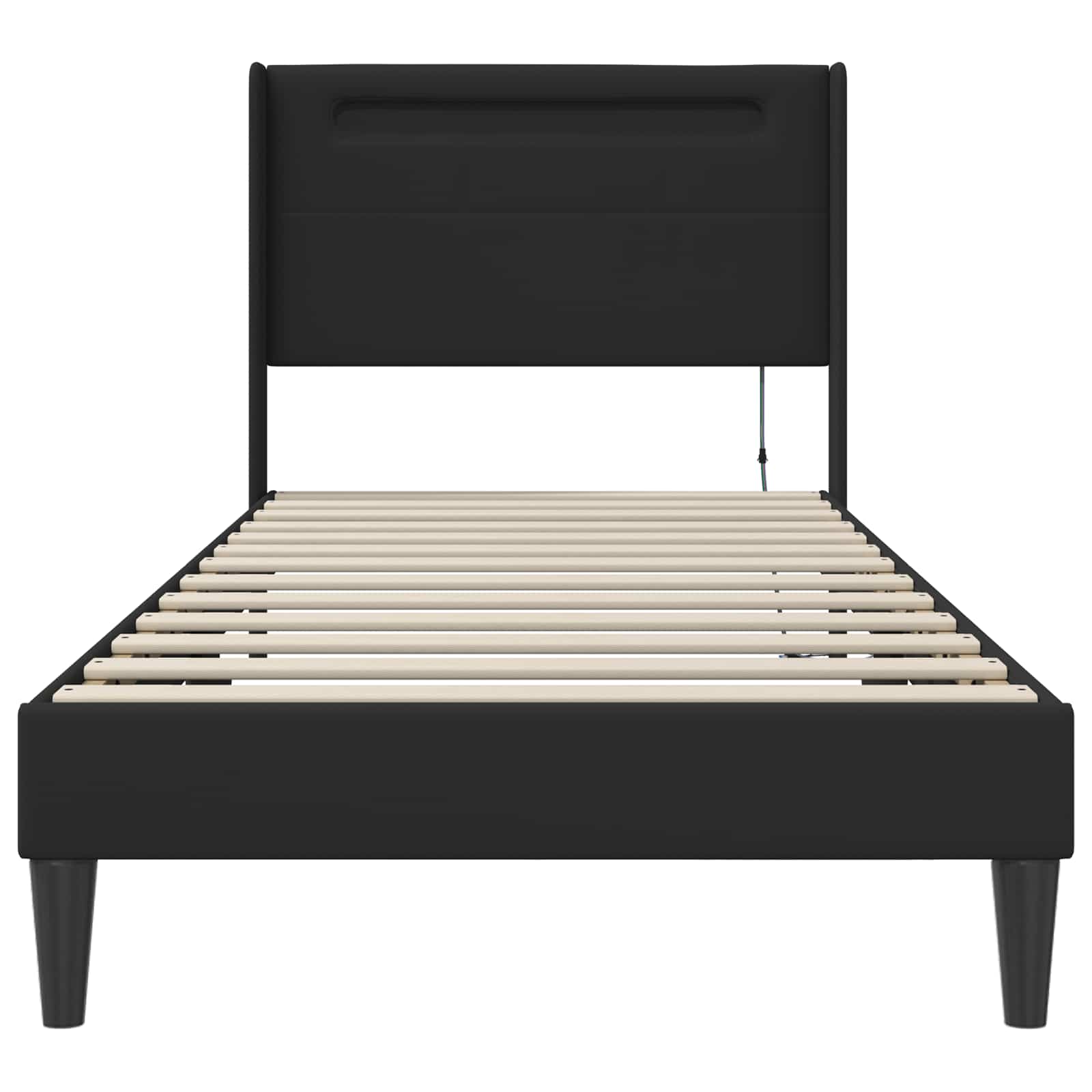 Bedframe met LED-stripverlichting Zwart 100 x 200 cm Kunstleer is nu te koop bij PeponiXL, paradijselijk wonen!