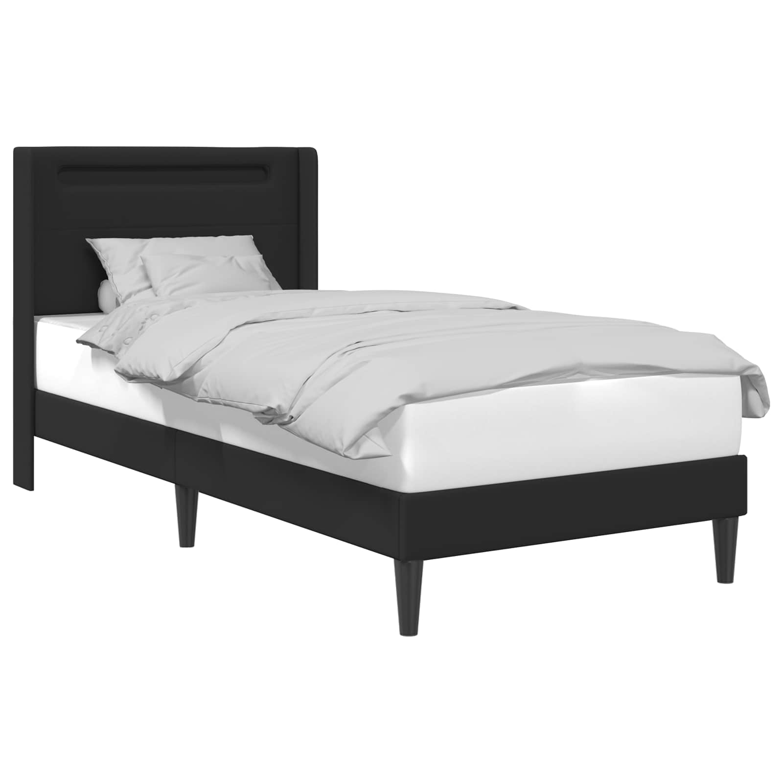 Bedframe met LED-stripverlichting Zwart 100 x 200 cm Kunstleer is nu te koop bij PeponiXL, paradijselijk wonen!