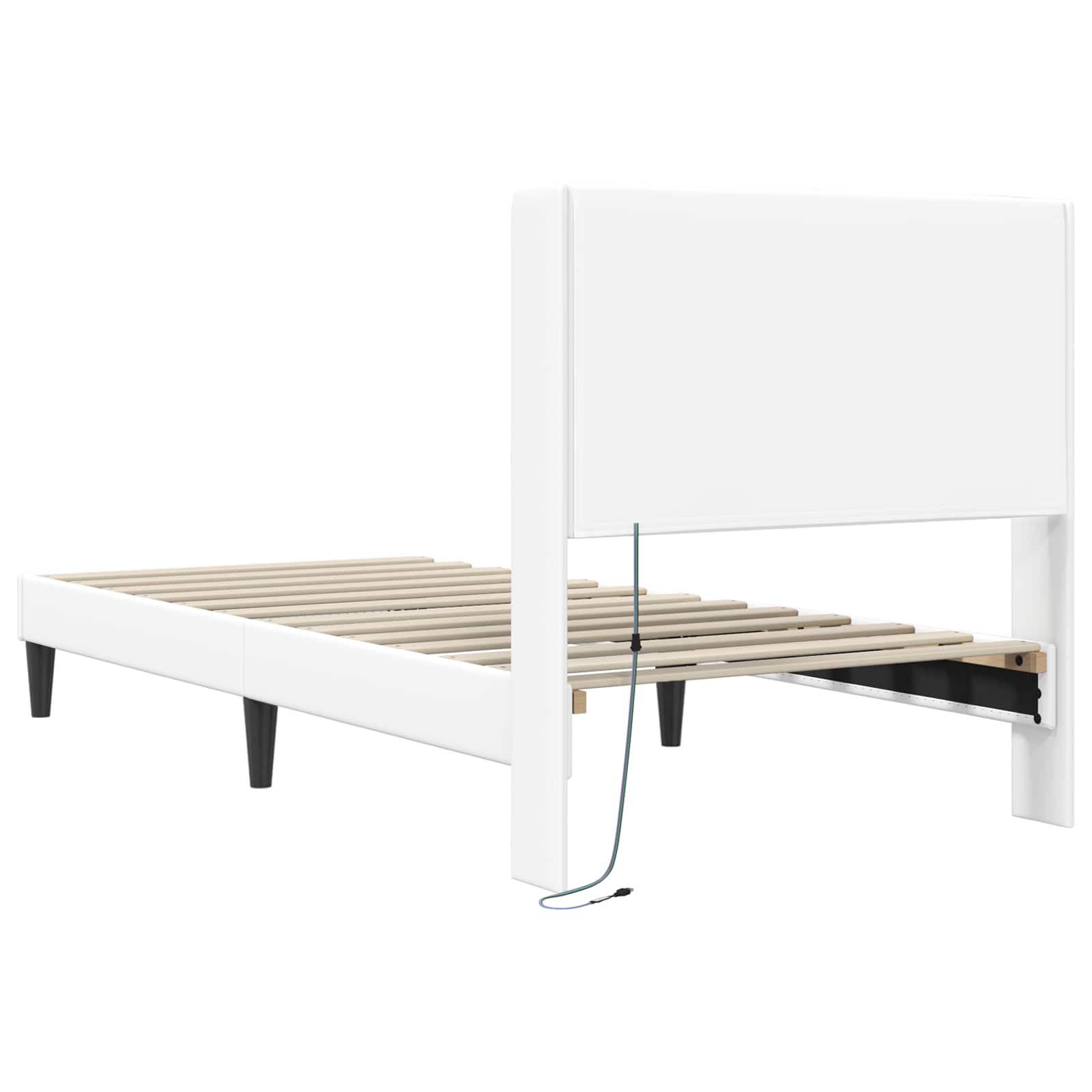 Bedframe met LED-stripverlichting Wit 100 x 200 cm Kunstleer is nu te koop bij PeponiXL, paradijselijk wonen!