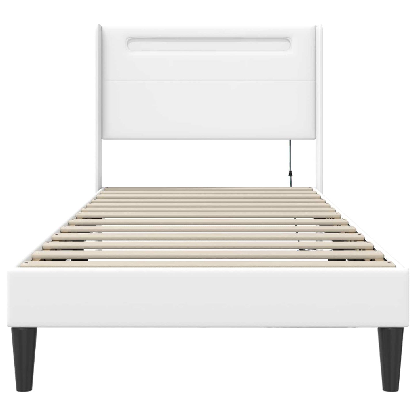 Bedframe met LED-stripverlichting Wit 100 x 200 cm Kunstleer is nu te koop bij PeponiXL, paradijselijk wonen!