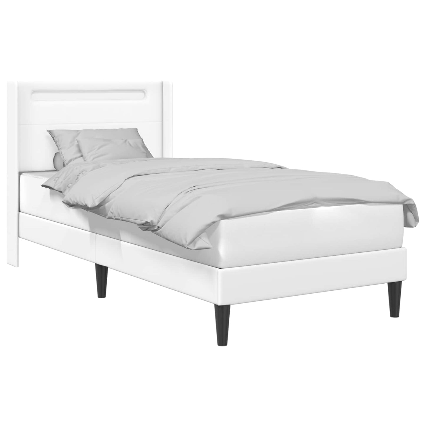 Bedframe met LED-stripverlichting Wit 100 x 200 cm Kunstleer is nu te koop bij PeponiXL, paradijselijk wonen!