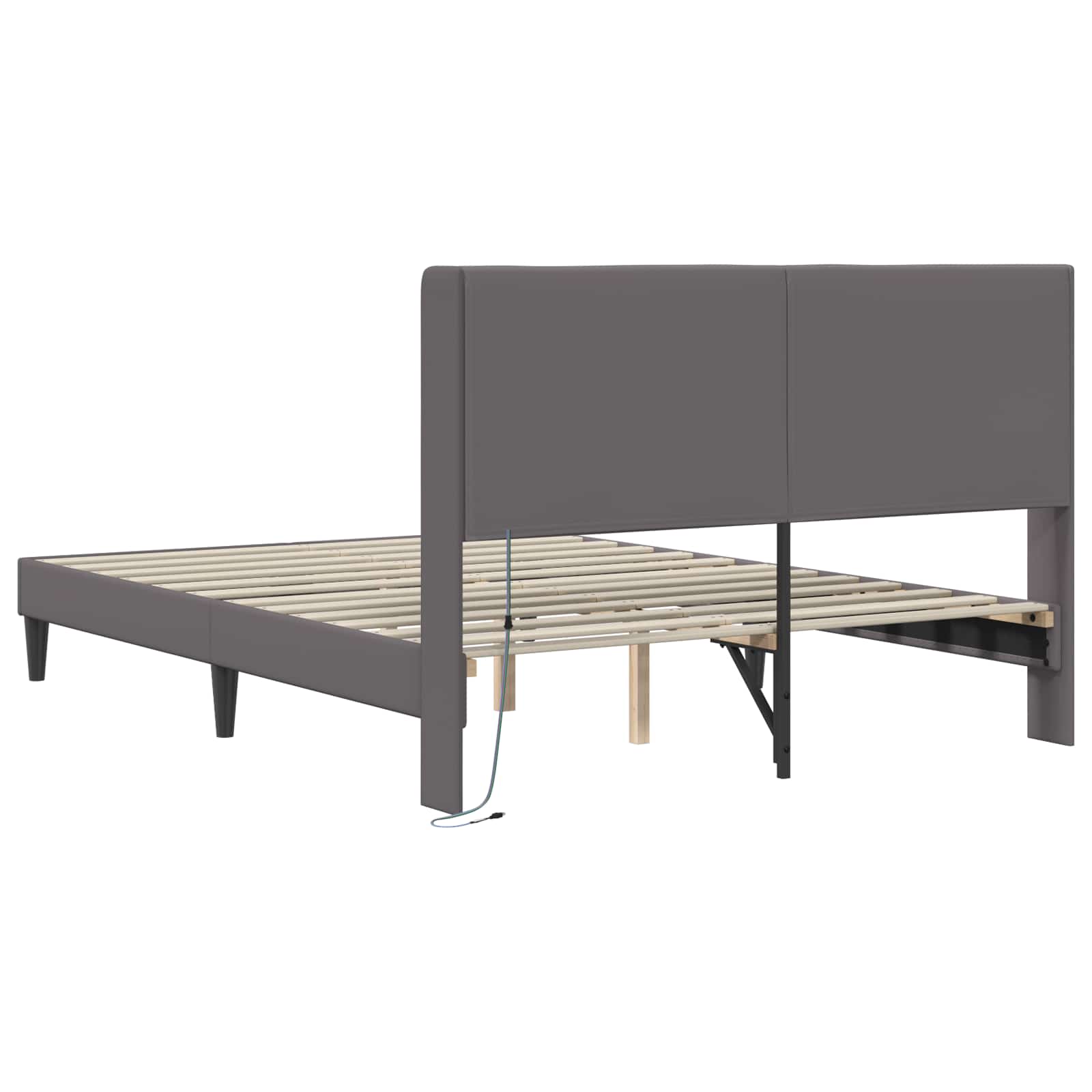 Bedframe met LED-stripverlichting Grijs 120 x 190 cm Kunstleer is nu te koop bij PeponiXL, paradijselijk wonen!