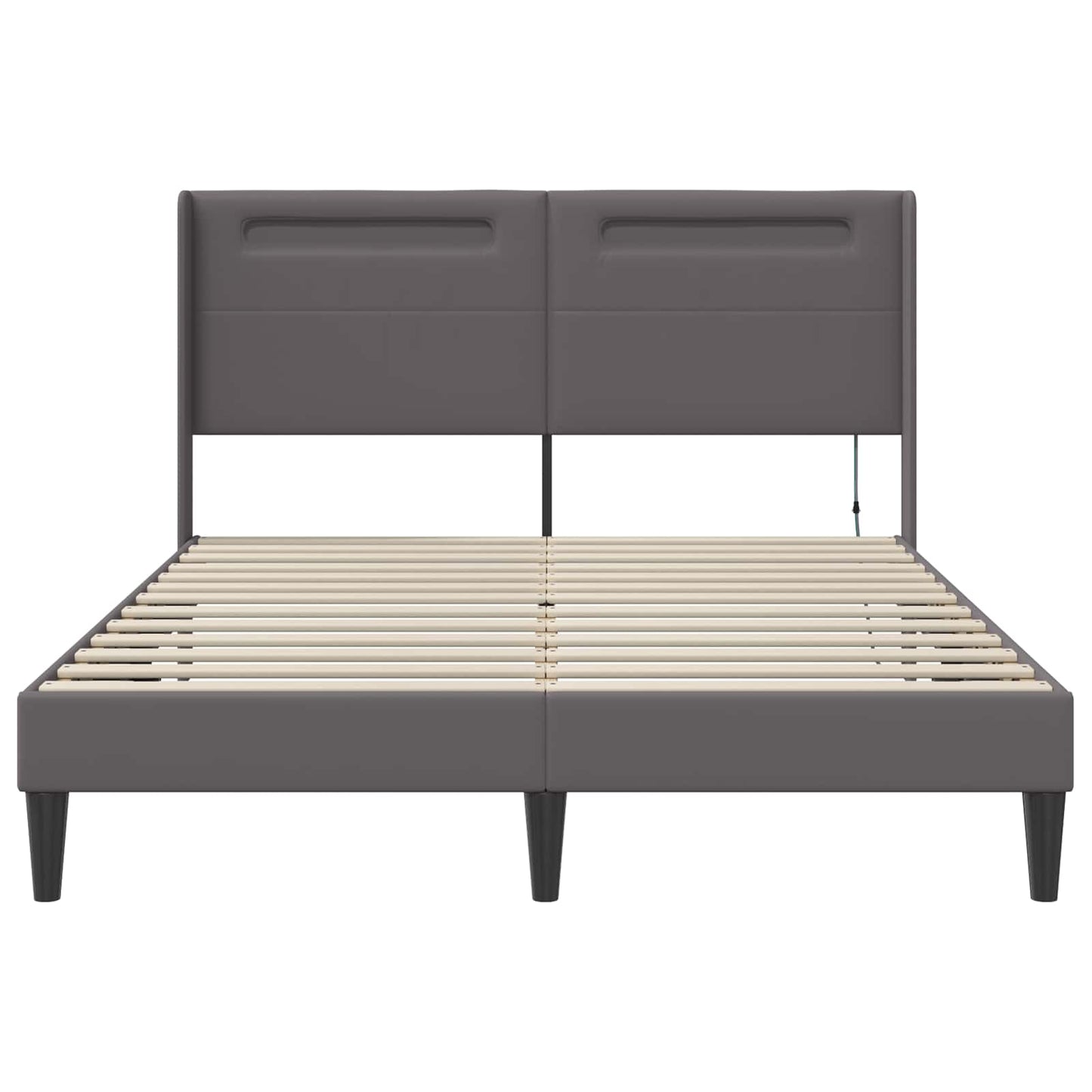 Bedframe met LED-stripverlichting Grijs 120 x 190 cm Kunstleer is nu te koop bij PeponiXL, paradijselijk wonen!