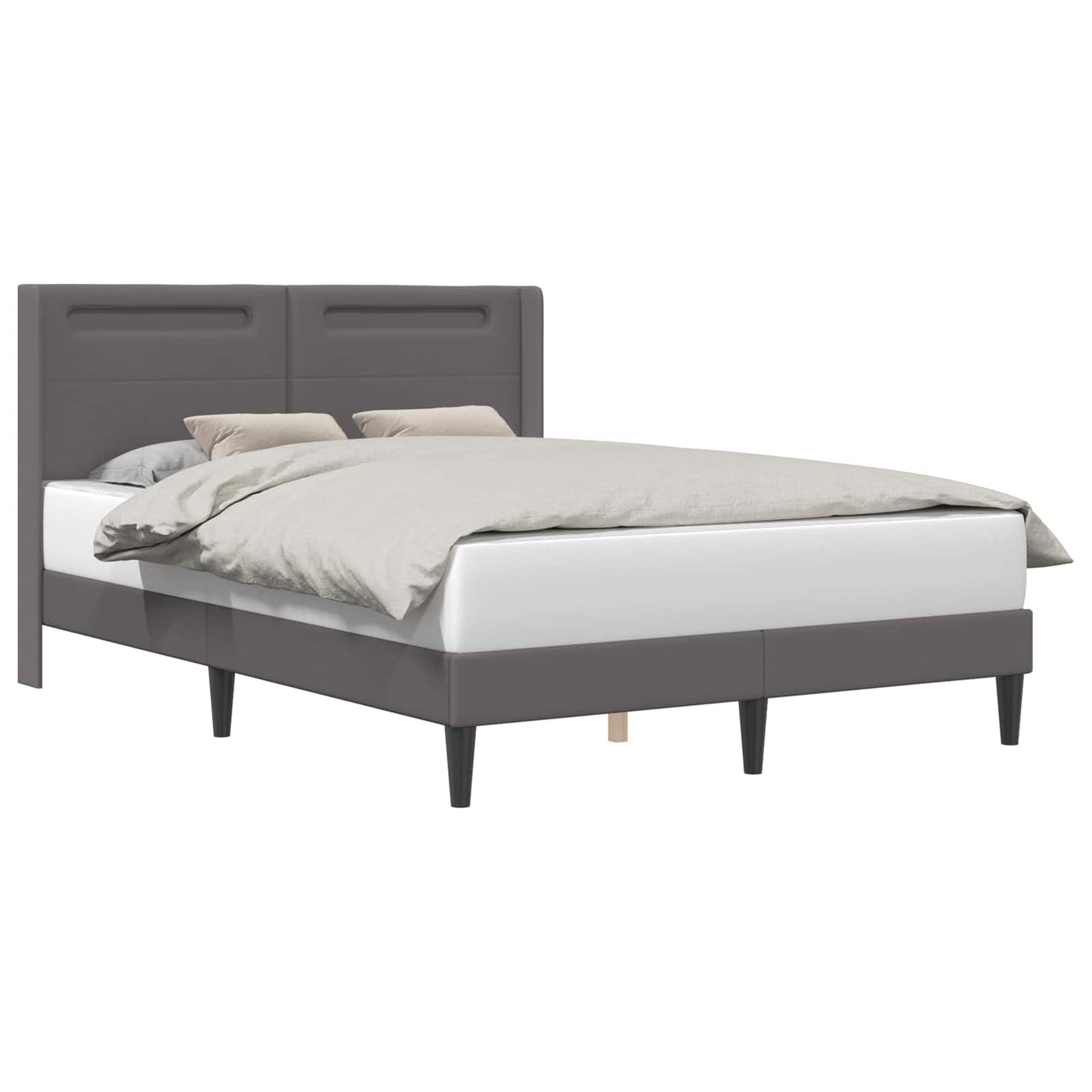 Bedframe met LED-stripverlichting Grijs 120 x 190 cm Kunstleer is nu te koop bij PeponiXL, paradijselijk wonen!
