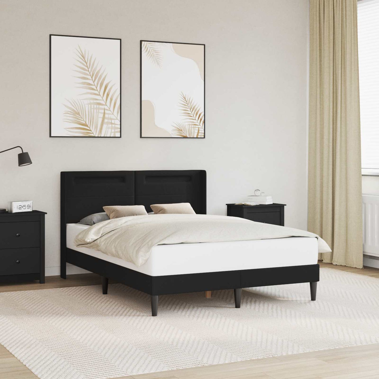 Bedframe met LED-stripverlichting Zwart 120 x 190 cm Kunstleer is nu te koop bij PeponiXL, paradijselijk wonen!