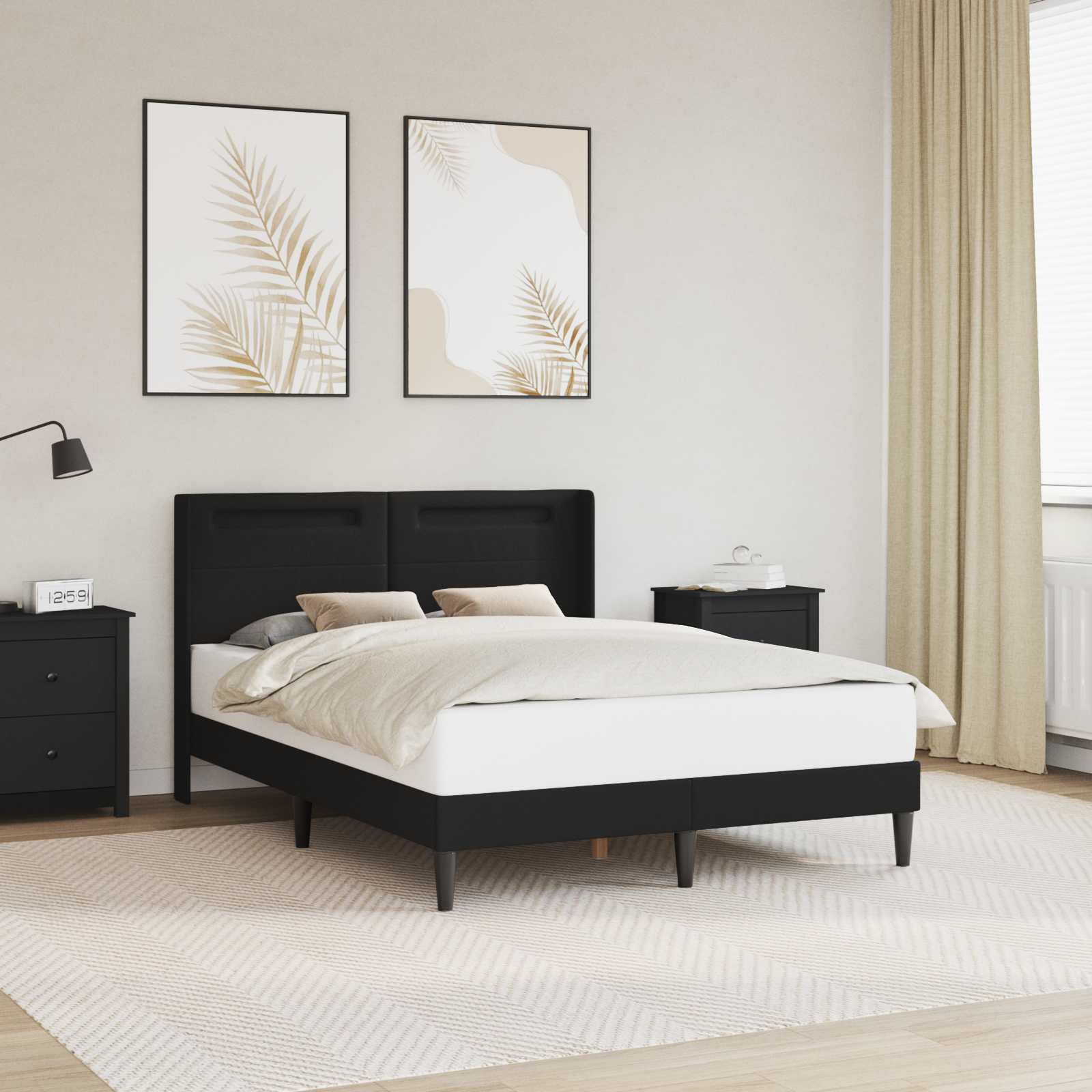 Bedframe met LED-stripverlichting Zwart 120 x 190 cm Kunstleer is nu te koop bij PeponiXL, paradijselijk wonen!